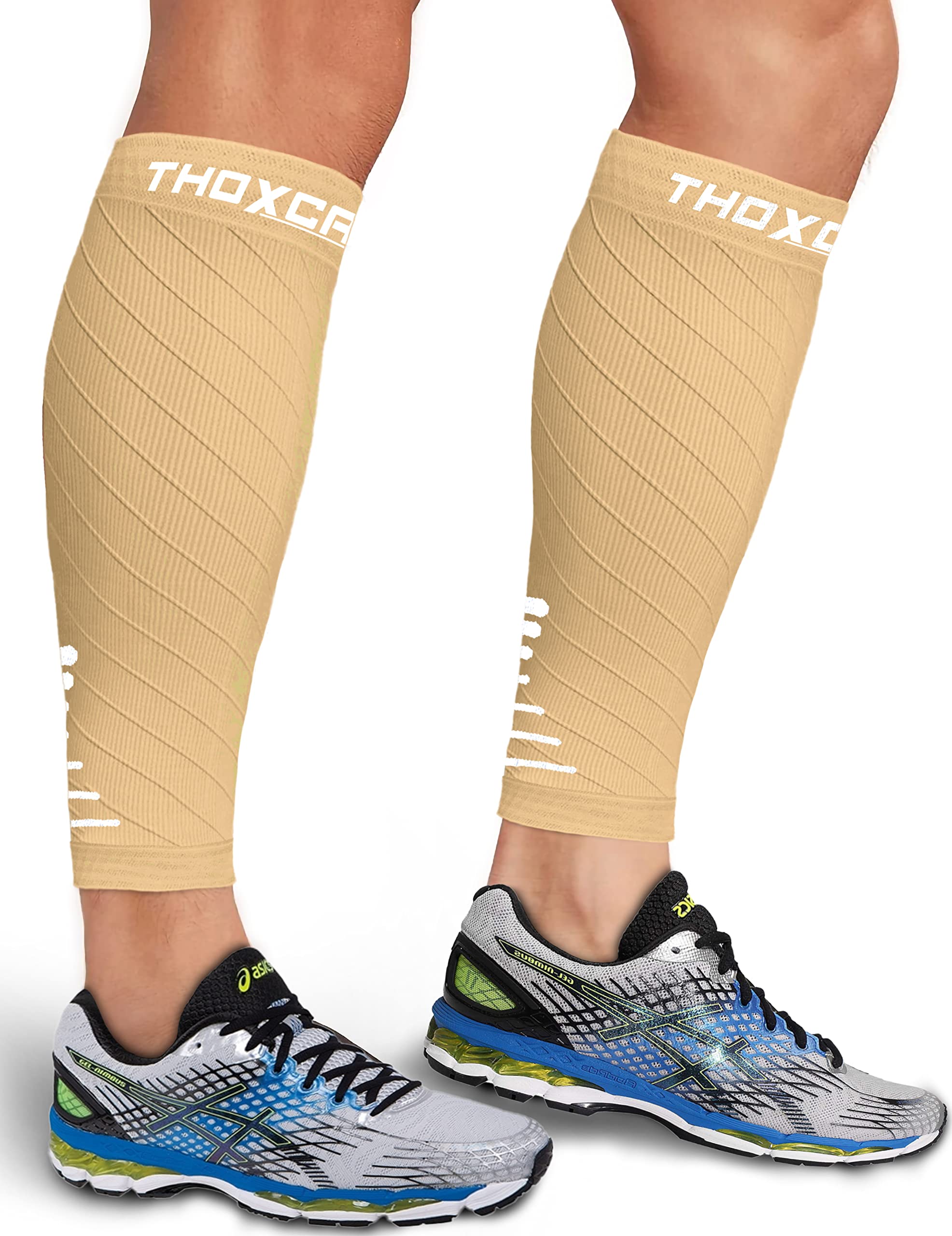 Two Pairs Calf Compression Sleeves for Men Women. Footless Compression Socks  Without Feet Shin Splints Varicose Vein Treatment for Legs & Pain Relief  Calf Braces Splints & Supports Best Wide leg Running