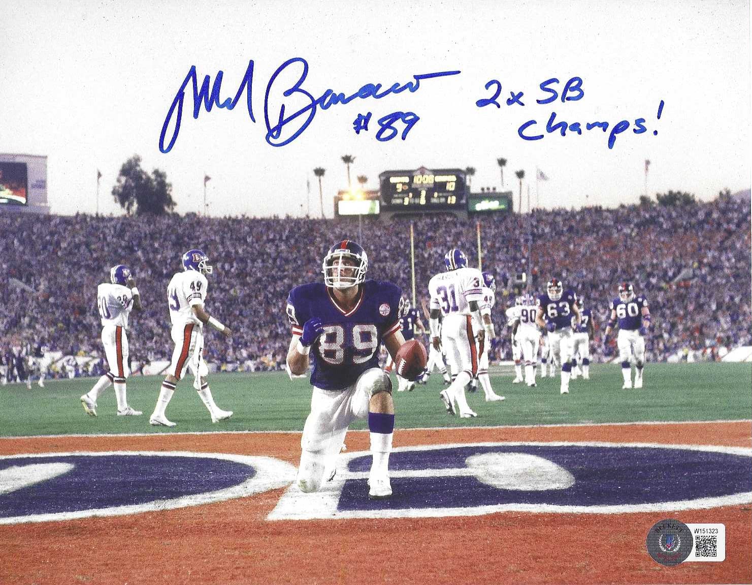 MARK BAVARO SIGNED NY GIANTS SUPER BOWL 16X20 INSC SB XXI CHMAPS - JSA COA