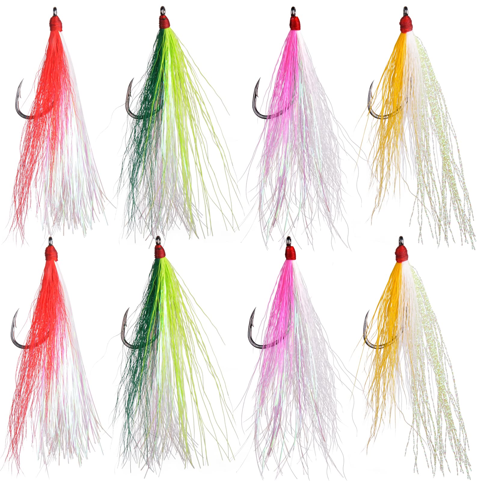 Bucktail Teasers Fishing Hook Kit 8pcs Teaser Fishing Lures with