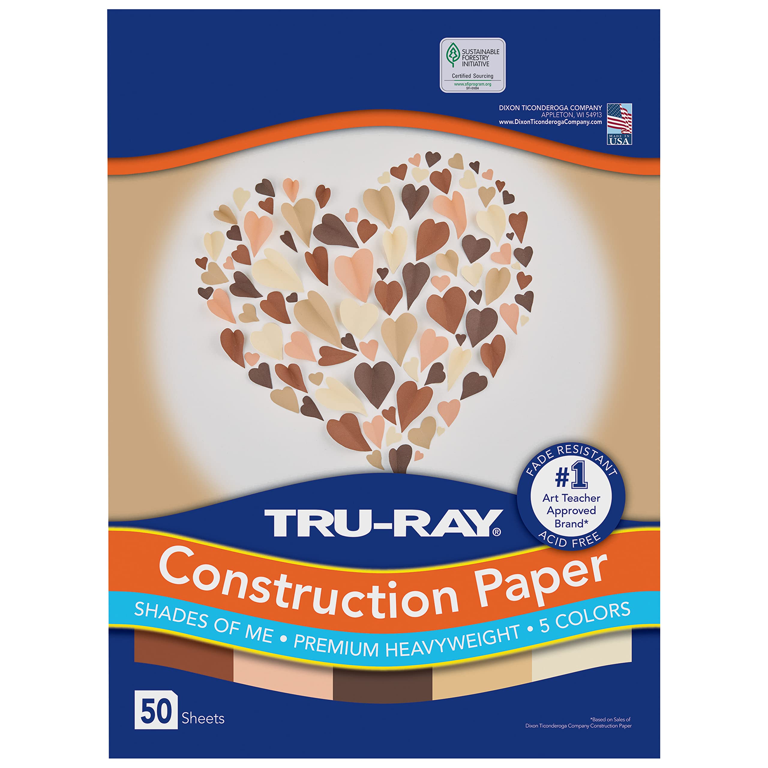 Tru-Ray Shades of Me Construction Paper 5 Assorted Skin Tone Colors 9 x  12 50 Sheets 9 x 12 Assorted Skin Tones