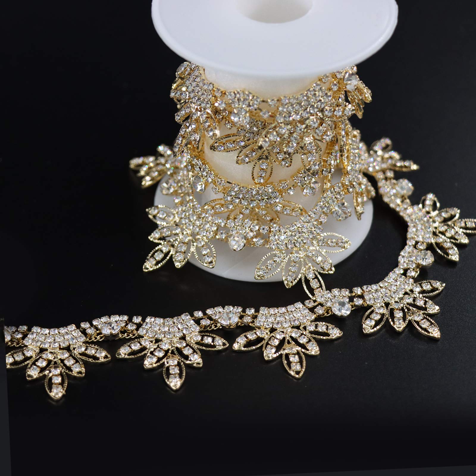Perial Co Gold Rhinestone Fringe Trim Sold by the Yard 18 inches