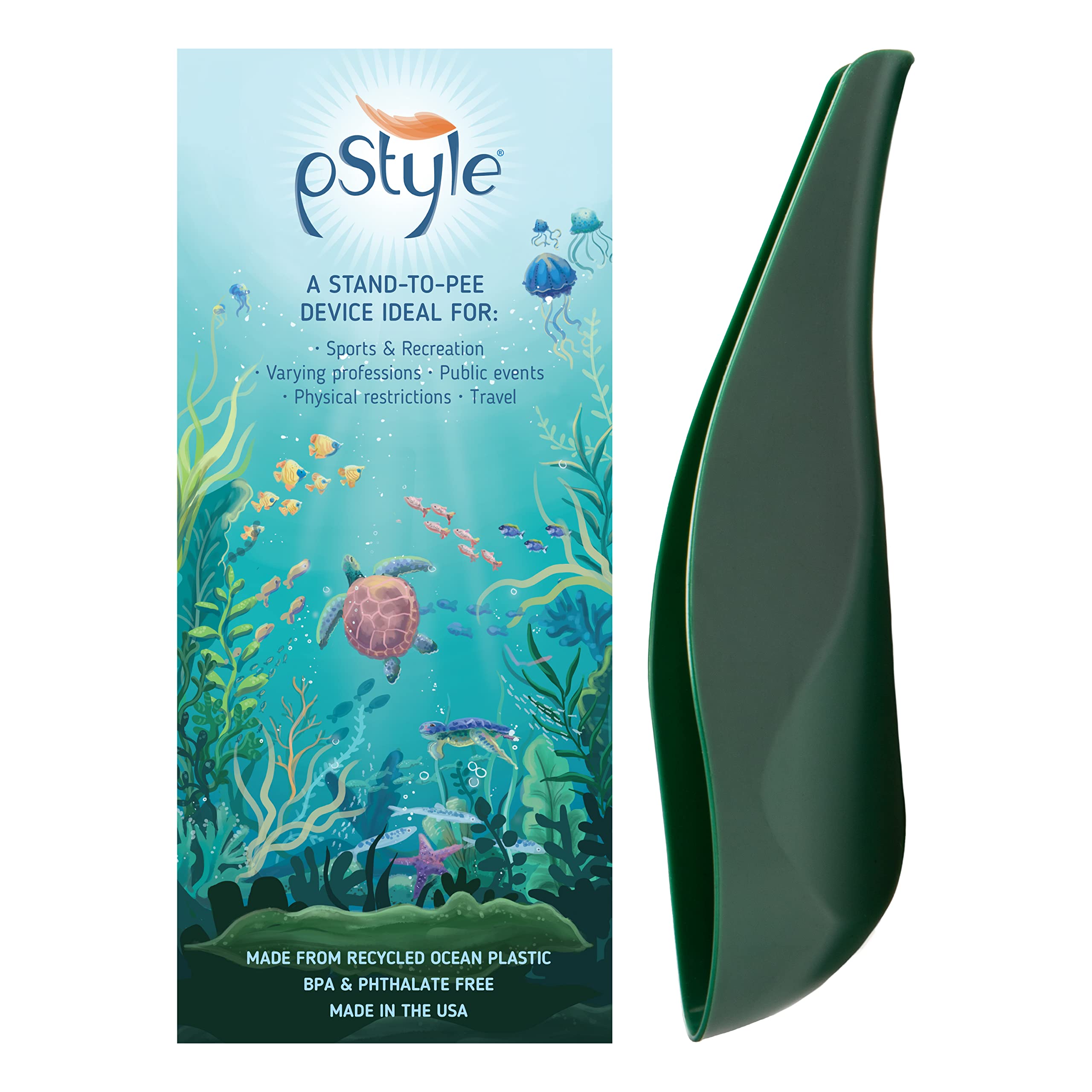 pStyle | Recycled Ocean Plastic | Made in USA | Stand to Pee with Ease  While Fully Clothed | for Women, Non Binary, & Trans Men | Pee Funnel is a  Game