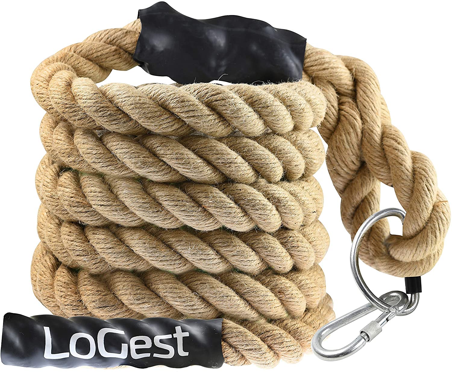 Logest Climbing Rope - Indoor and Outdoor Workout Rope 1.5 Diameter - 10 15  20 25 30 50 Feet 6 Lengths Available Perfect for Homes Gym Obstacle Courses  Crossfit Rope for 10FT With Hook