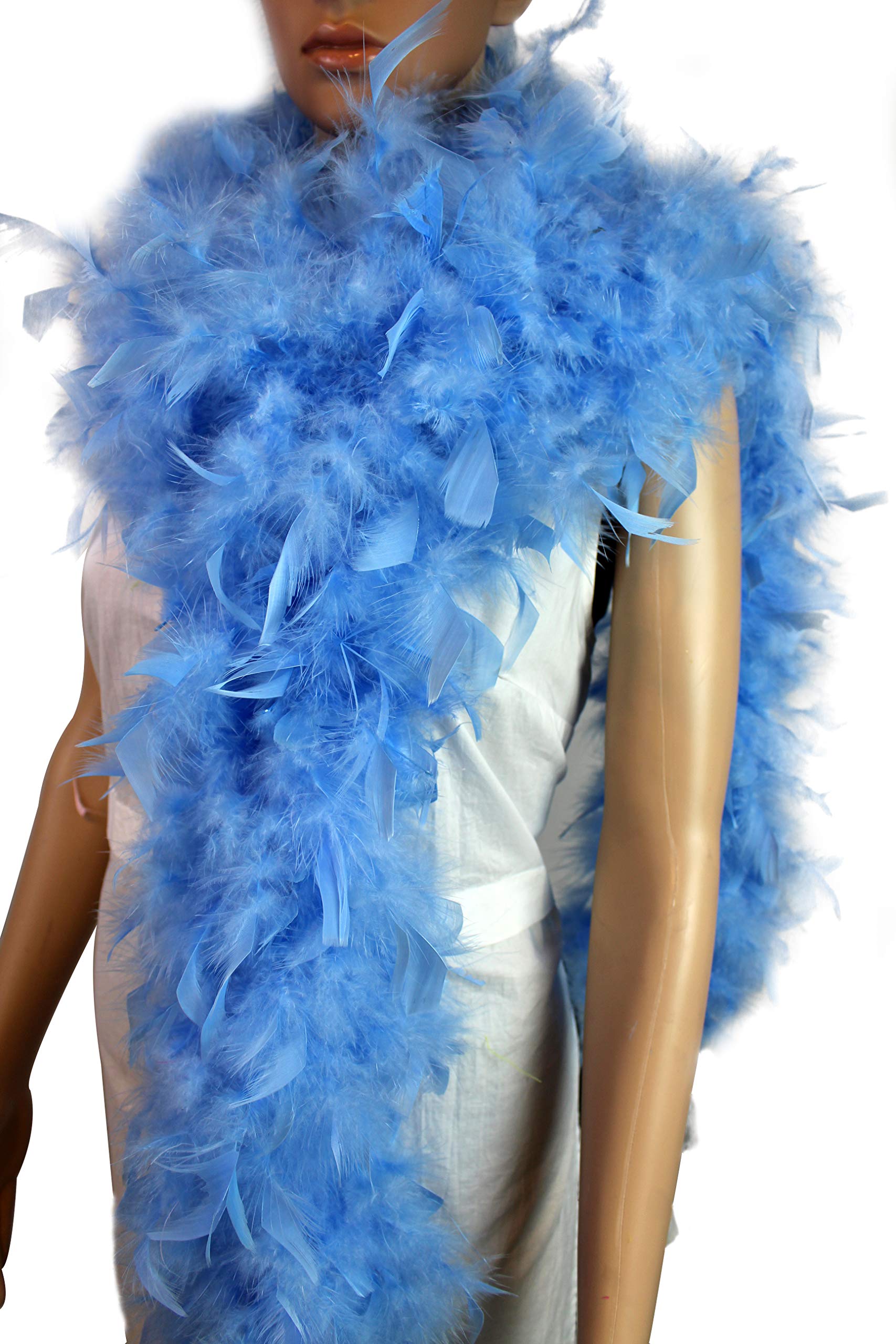 flydreamfeathers Baby Blue Color 100 Gram Chandelle Feather Boa, 2 Yard Long-Great for Party, Wedding, Costume