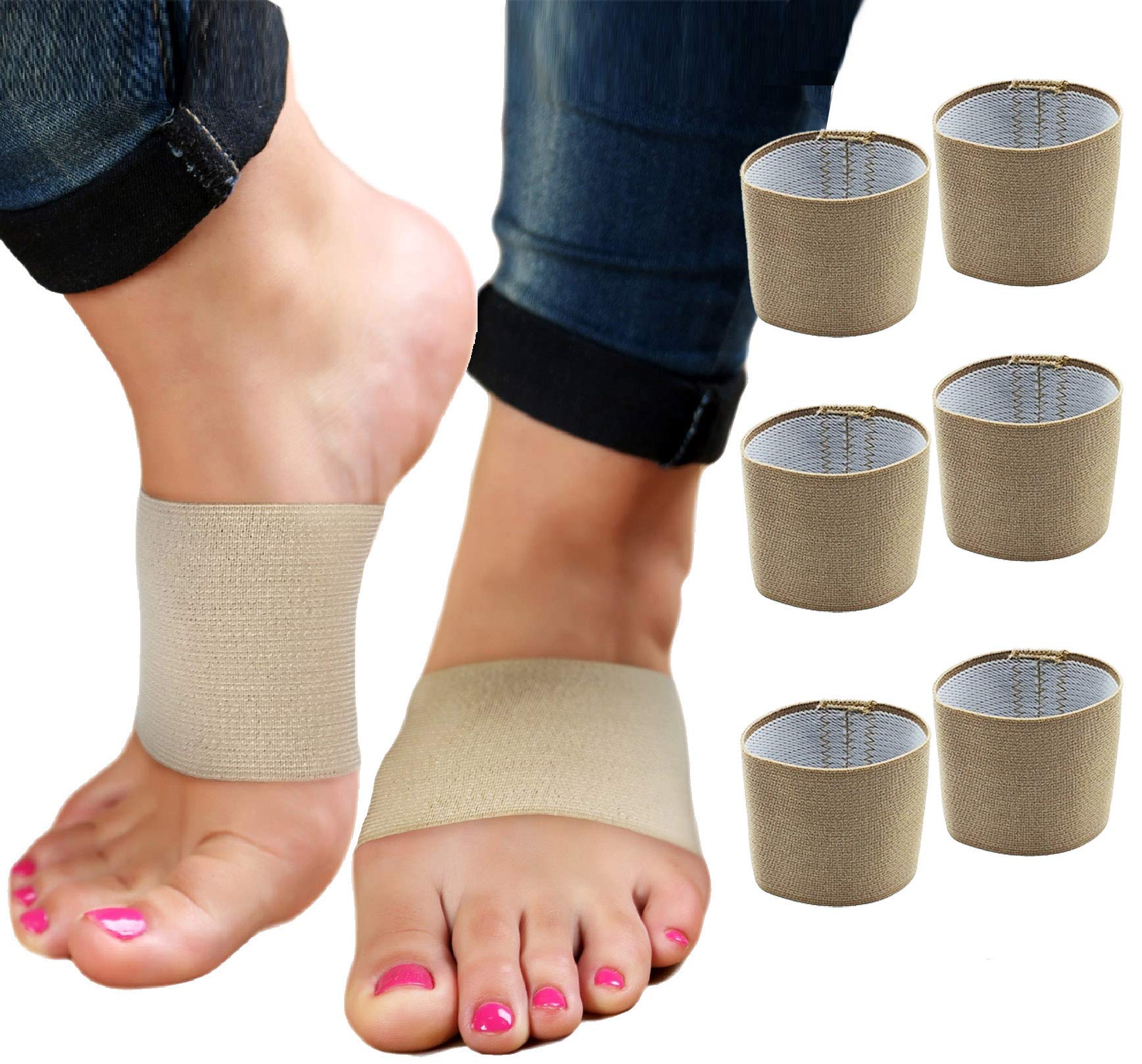 Copper Compression Arch Support - 4 Plantar Fasciitis Braces/Sleeves. Foot  Care, Heel Spurs, Feet Pain Relief, Flat & Fallen Arches, High Arch