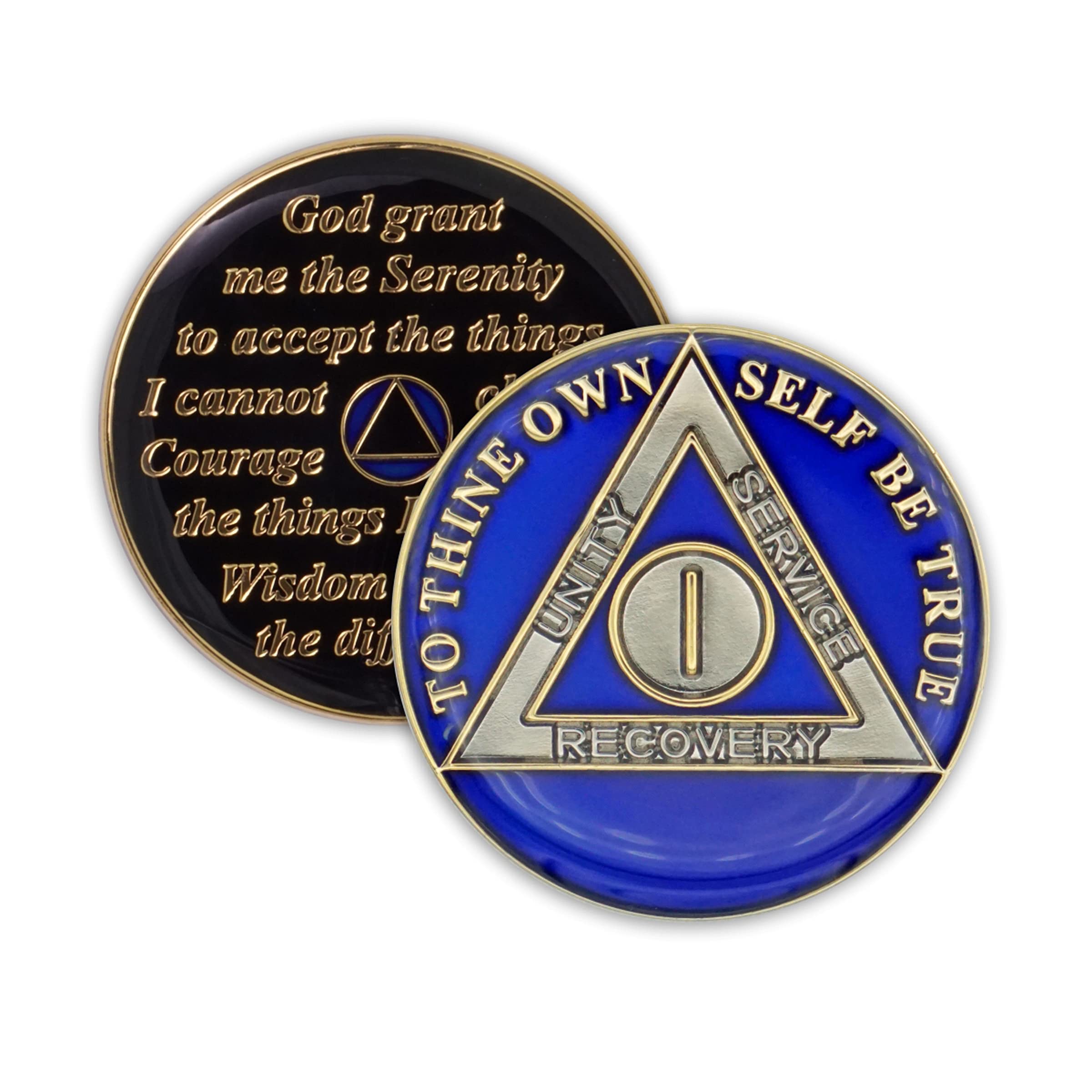 1 Year Sobriety Coin Triplate AA Chip Recovery Anniversary Token