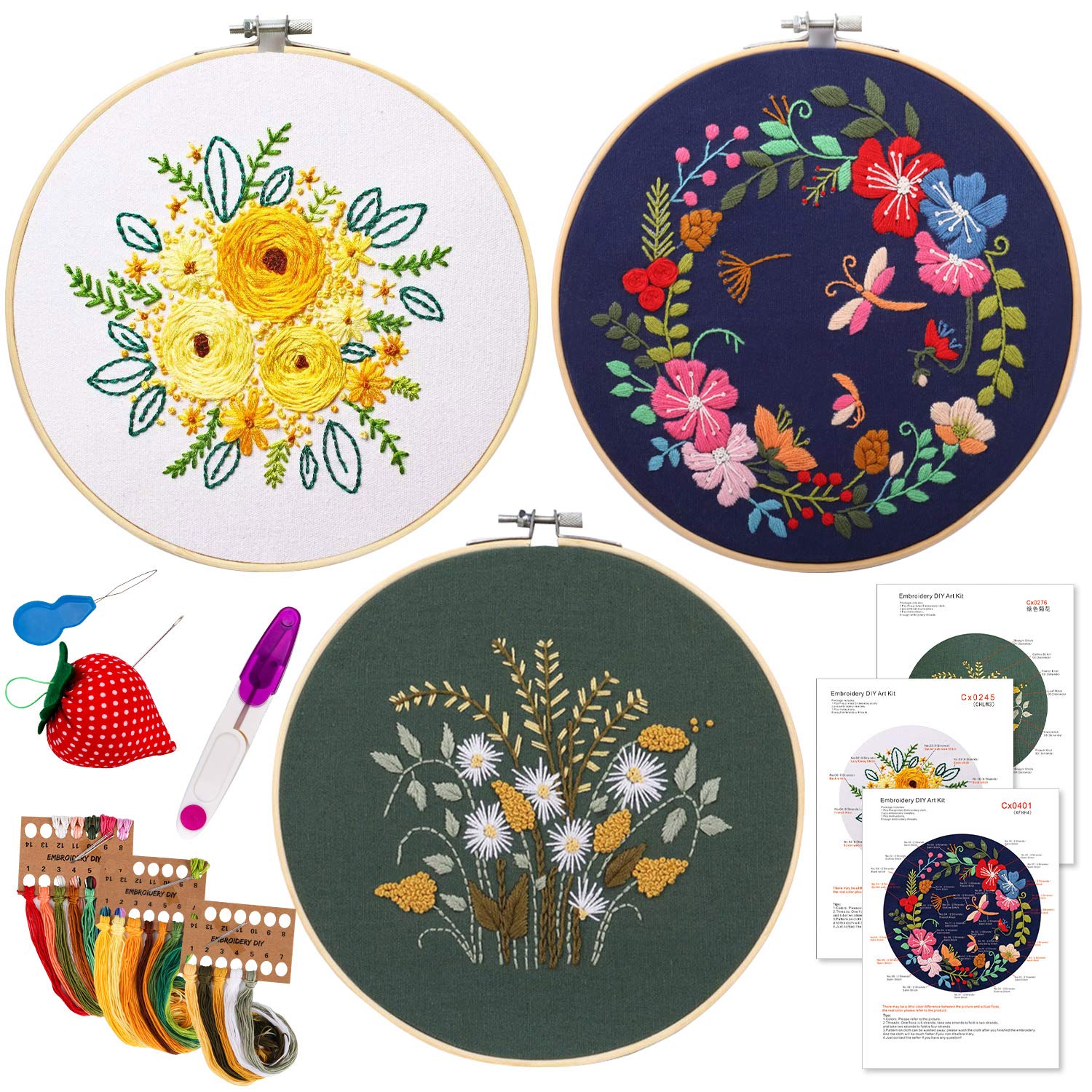 Embroidery Starter Kit with Instructions, Cross Stitch Kit for