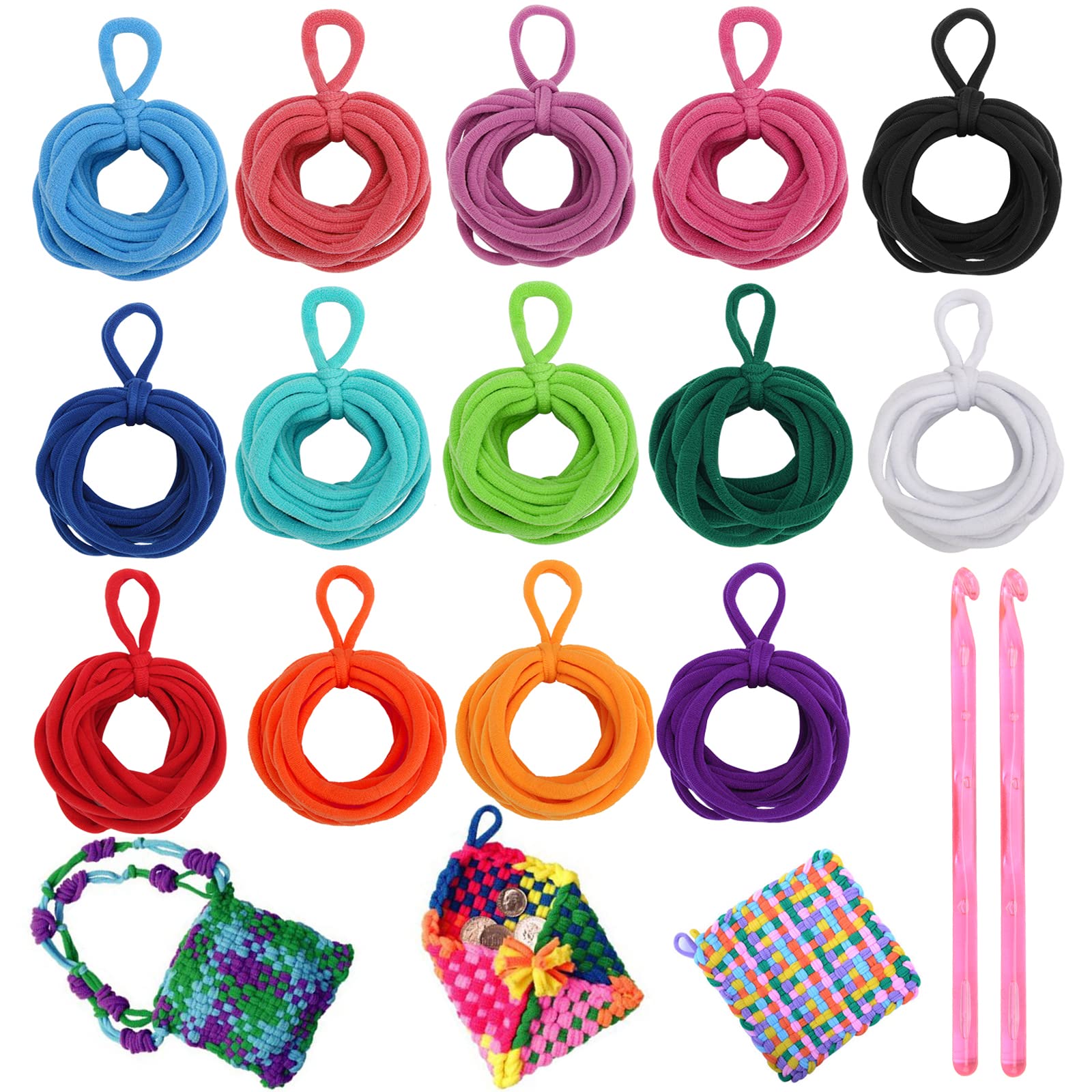  Windspeed 336 Pcs Loop Potholder, 14 Colors Elastic Potholder  Loom Loops Weaving Loom Loops for Kids Weaving Loom Kit Toys with 2 Pcs  Crochet Hooks for DIY Crafts Supplies