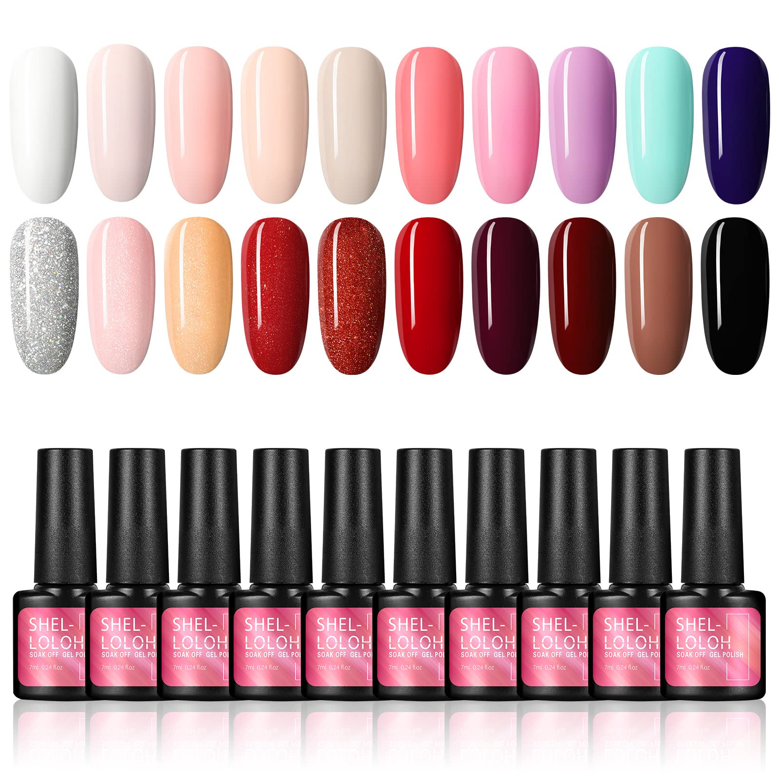 Premium Nail Polish Set - Combo of 8 Velvet Matte Nail Paint - Turquoise,  Red, Black, Yellow, Peach, Maroon, Brown, Pink - 12 ml each bottle (MM# 16- 20)
