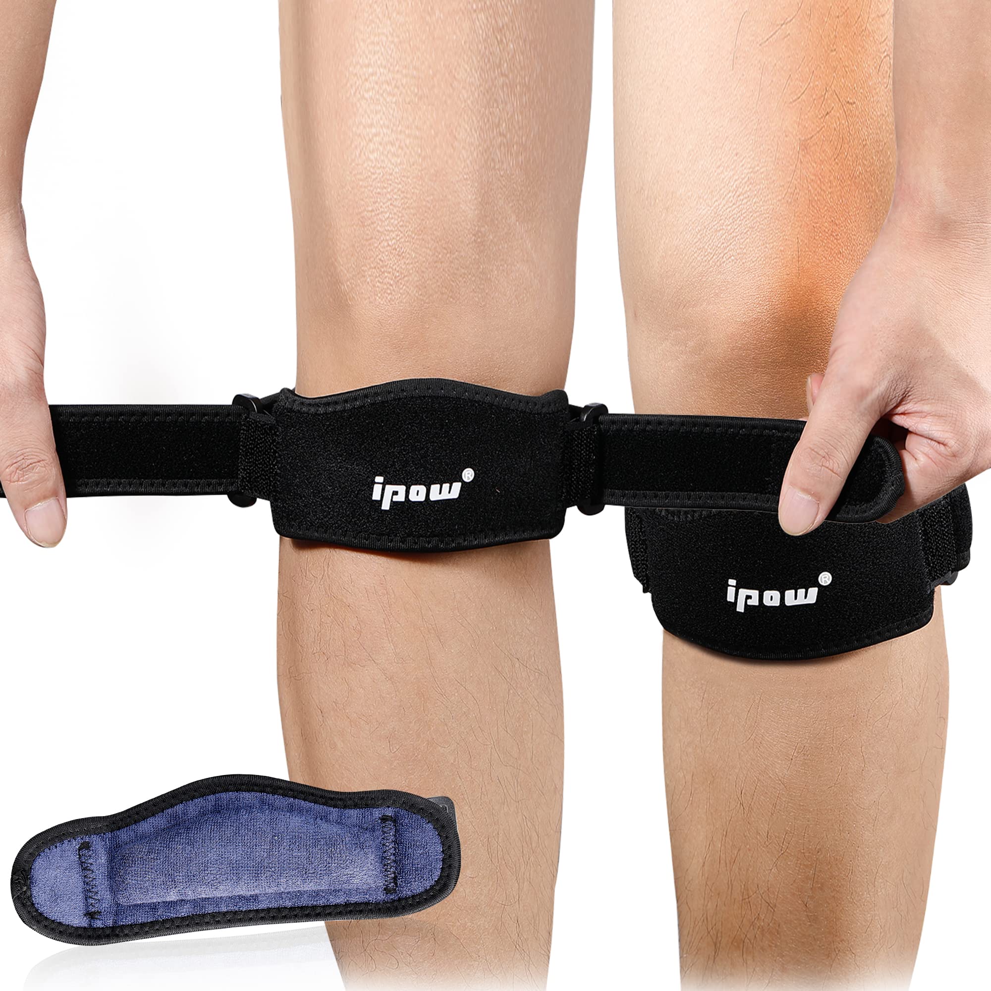 IPOW 2 Pack Thickened Pad & Wide Patella Knee Strap, Pain Relief