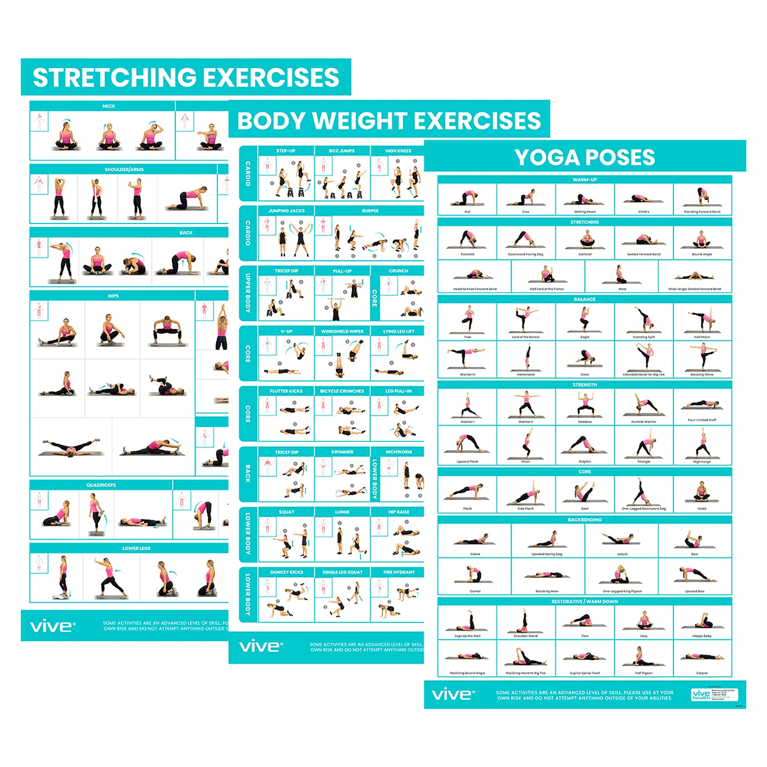 QuickFit Yoga Poses Poster - Beginner Yoga Position Chart