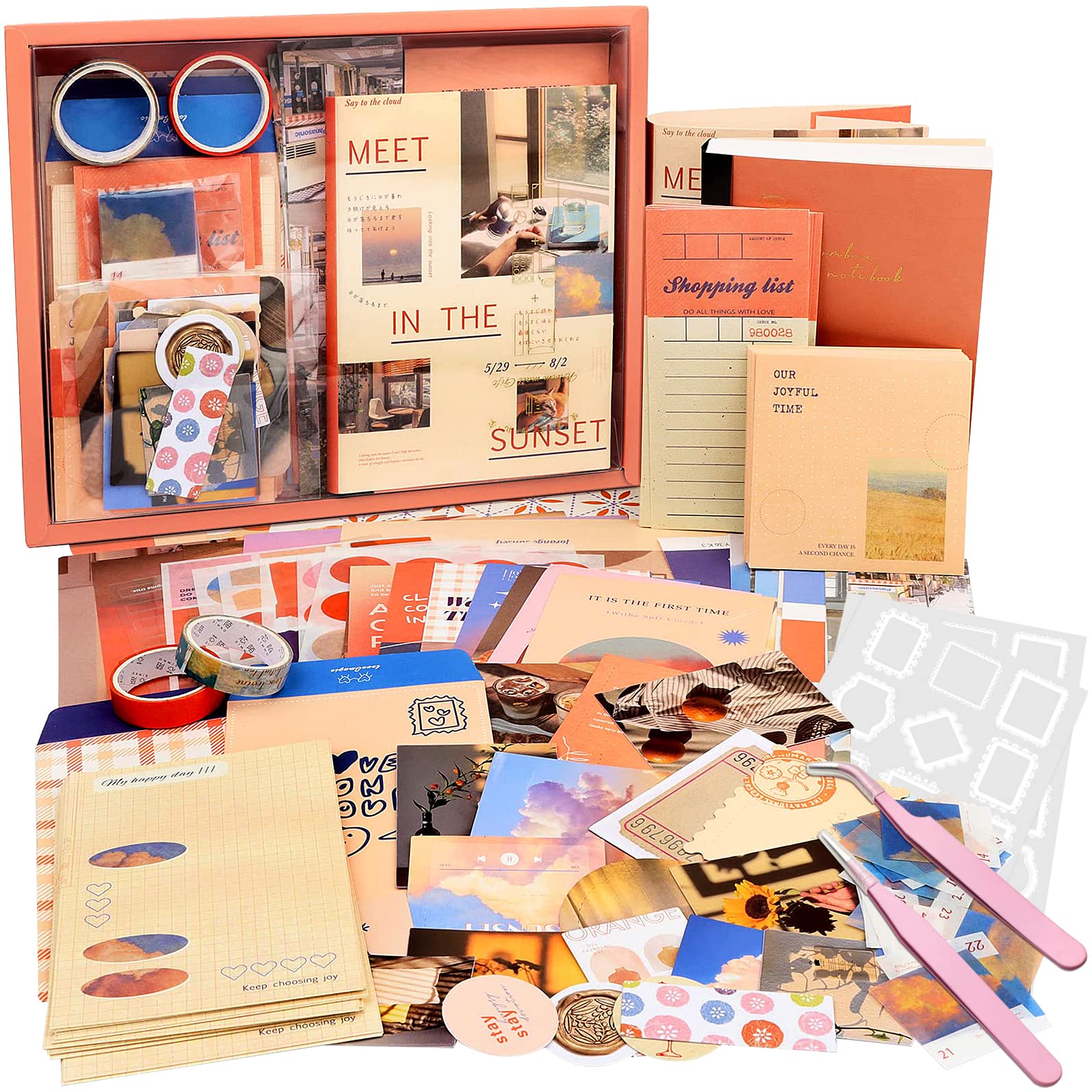  JOJIJOY Vintage Sunset Aesthetic Scrapbook Kit, Scrapbooking  Supplies Kit for Bullet Junk Journal, Stationery, A6 Grid Notebook, DIY  Journalling Kit, Birthday Craft Gift for Teen Girl Kid Women