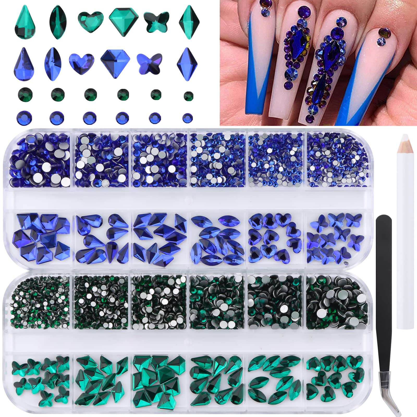 Colorful Crystal Nail Decorations Multi Size Acrylic Round