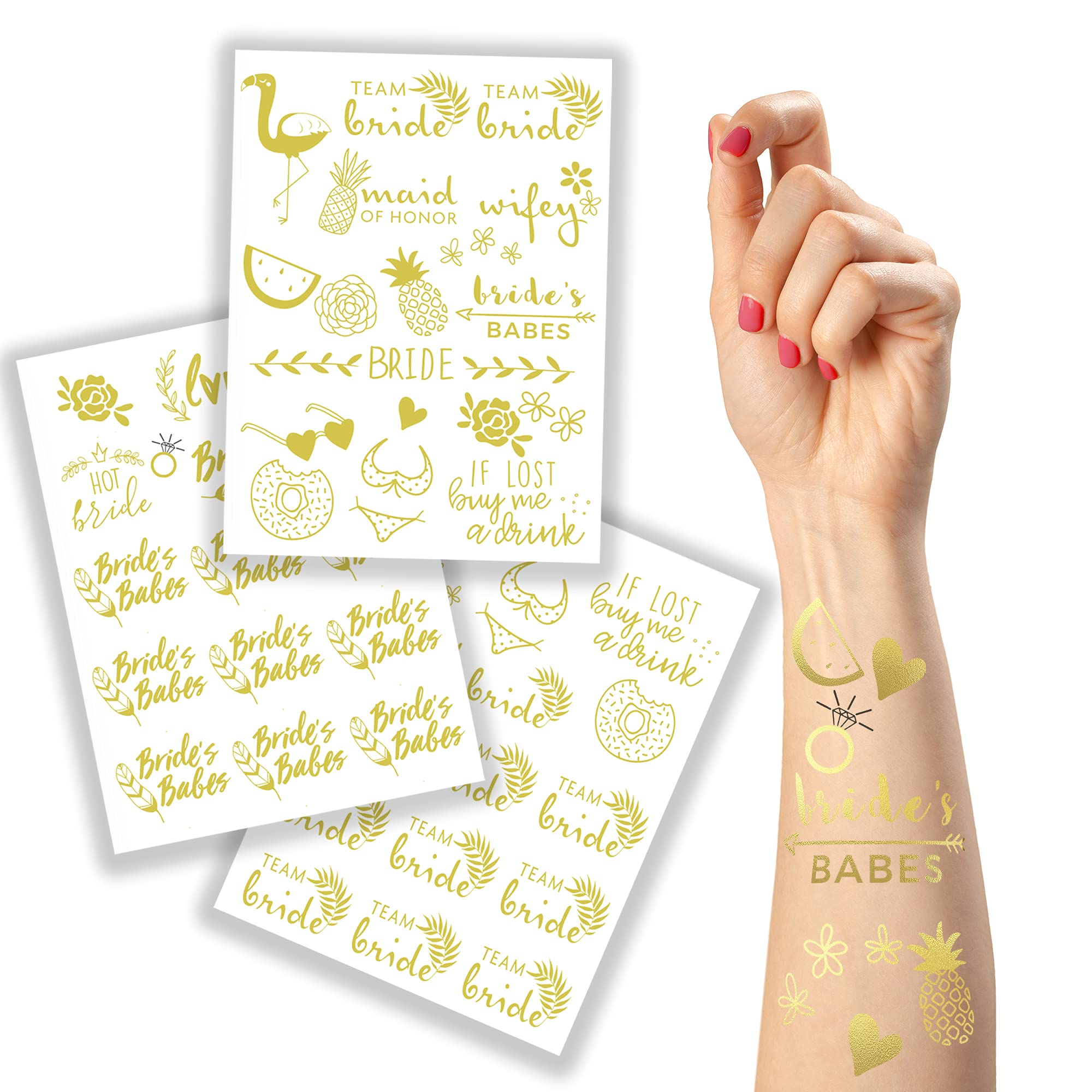 Wedding Gold Flash Metallic Tattoo for Team Bride