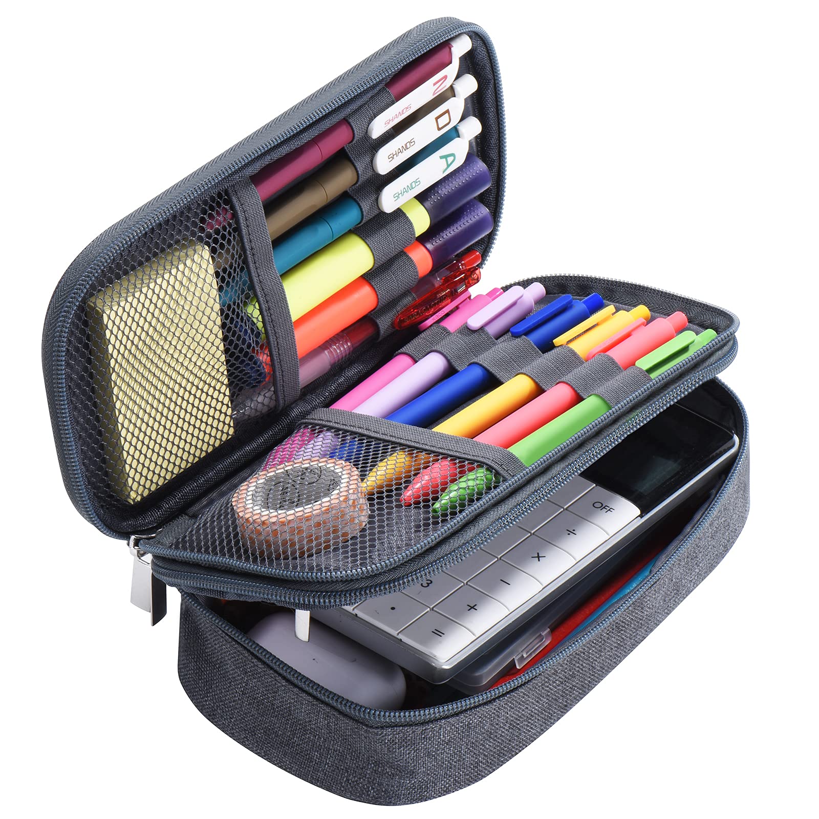 Pencil Case Large Capacity w/ 3 Compartments Zipper Pouch Organizer Pen Bag