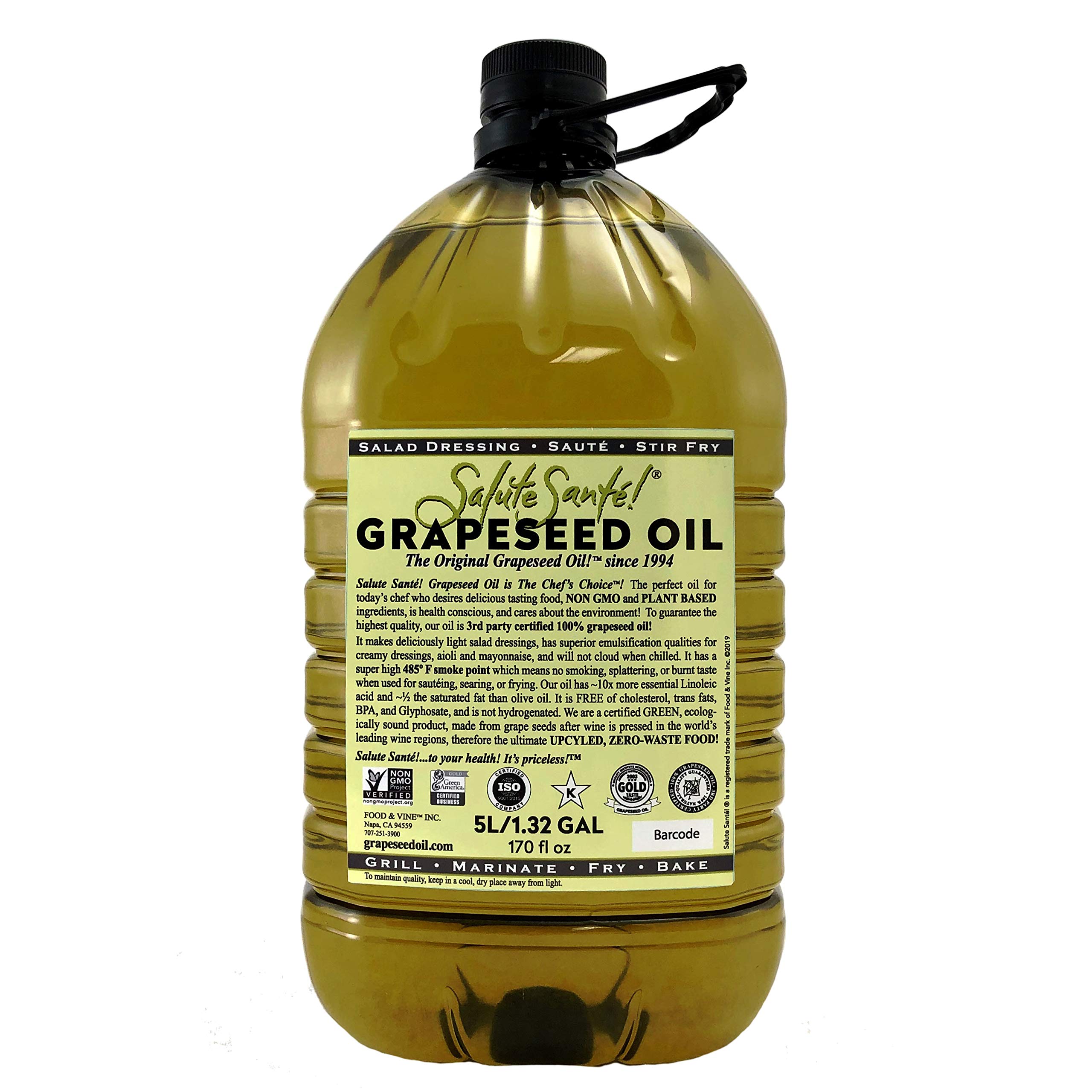 Cold Pressed Grapeseed Oil by Salute Sante! High Temperature