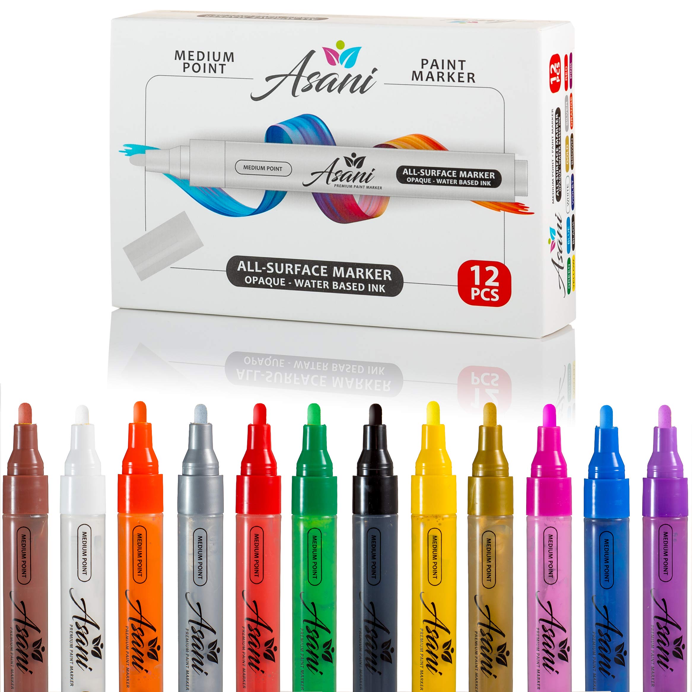 Acrylic Paint Pens,12 Colors Paint Pen Acrylic Paint Markers for Rock  Painting Wood Ceramic Fabric Canvas Metal Glass
