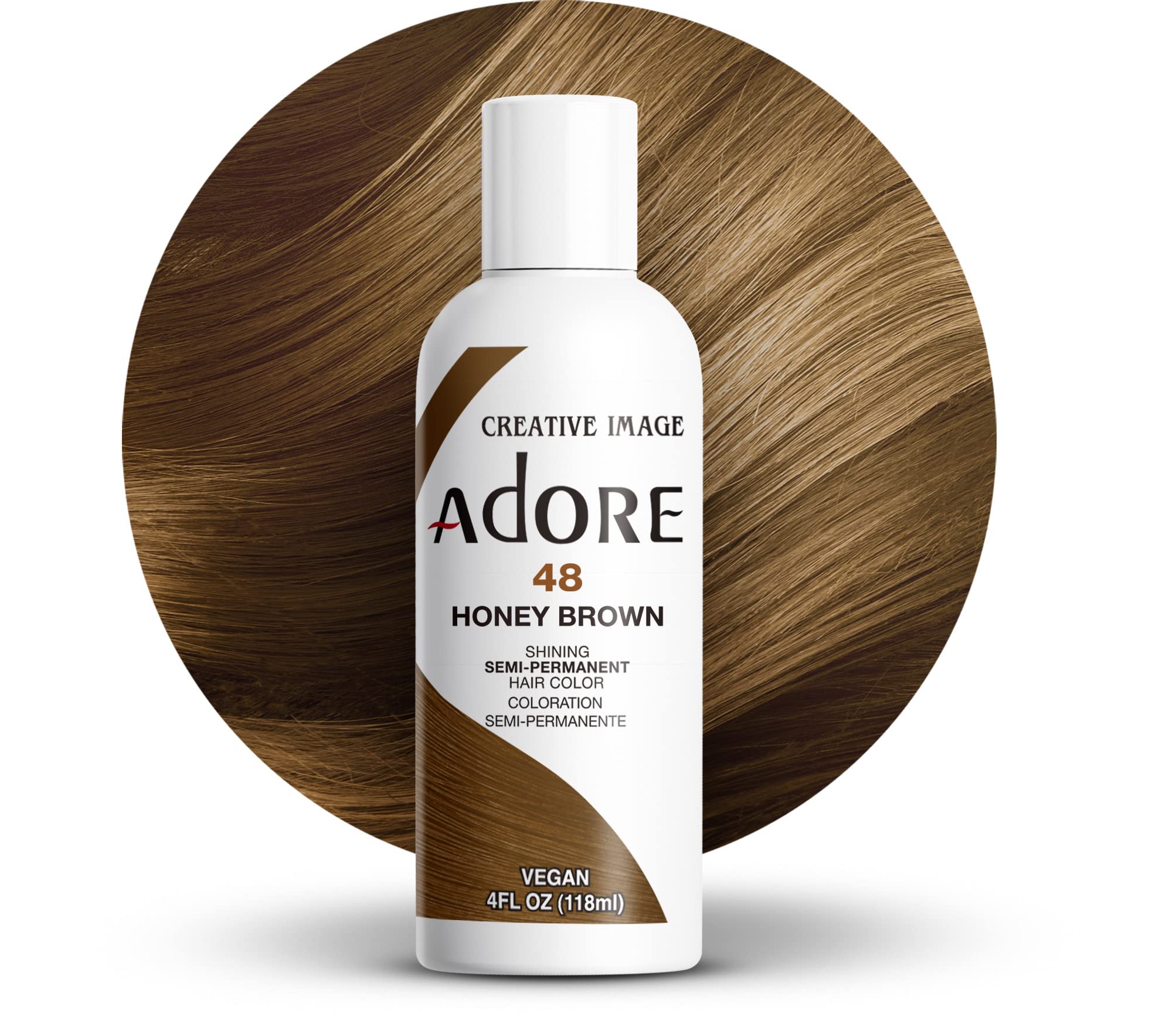 Adore Semi Permanent Hair Color - Vegan and Cruelty-Free Hair Dye - 4 Fl Oz  - 048 Honey Brown (Pack of 1) 048 Honey Brown 4 Fl Oz (Pack of 1)