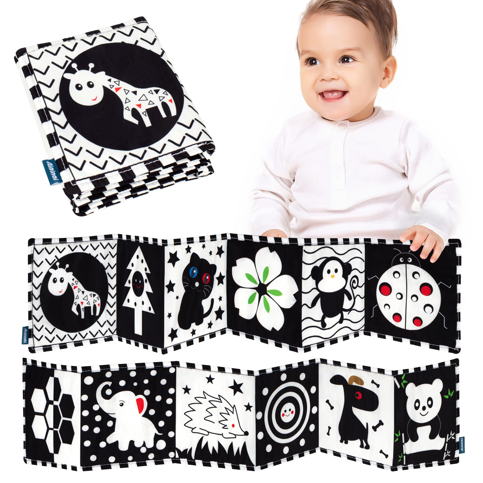 Black and White High Contrast Soft Cloth Book Baby Newborn Sensory Toys