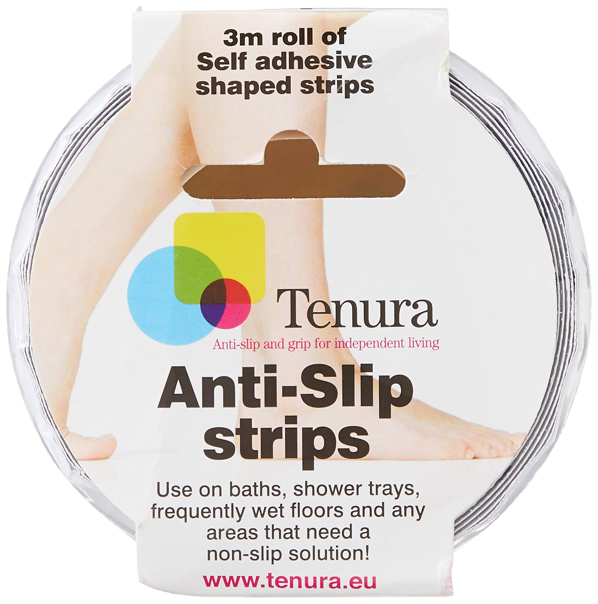 Tenura Self-Adhesive Non-Slip Bath and Shower Safety Strips - Clear