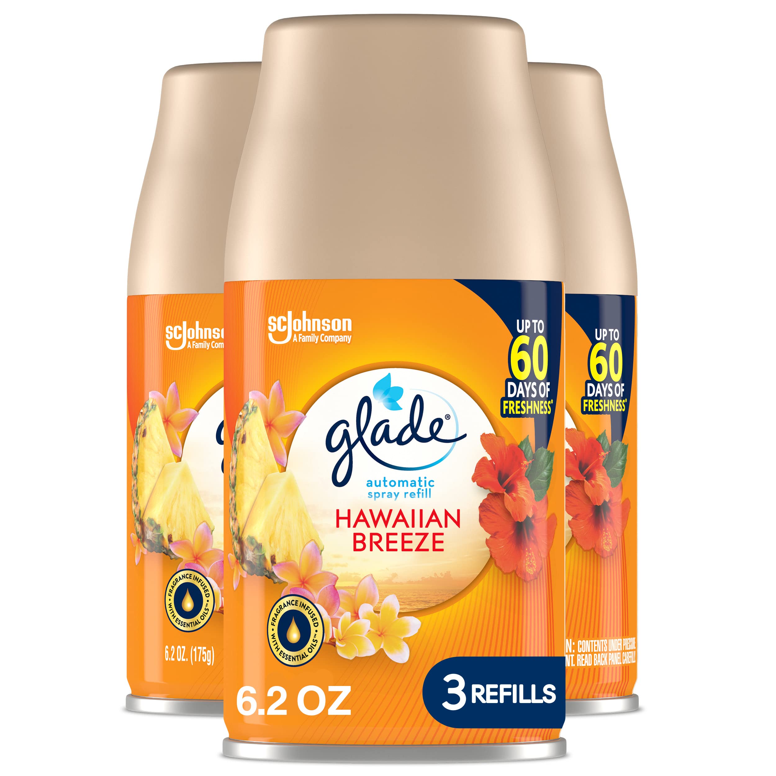 Glade Automatic Spray Refill, Air Freshener for Home and Bathroom, Hawaiian  Breeze, 6.2 Oz, 3 Count