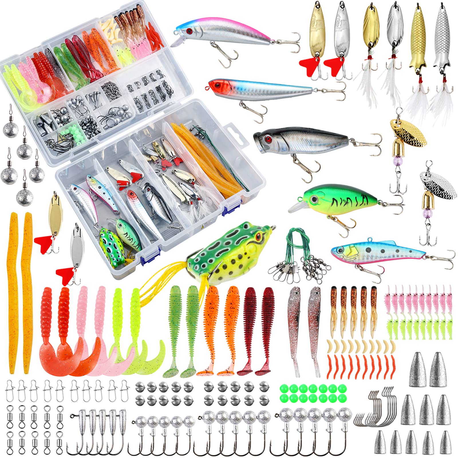 TCMBY 327PCS Fishing Lure Tackle Bait Kit Set for Freshwater