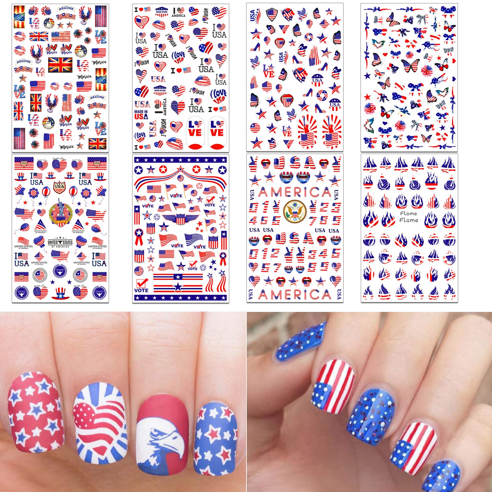 TailaiMei 4th of July Nail Decals Stickers, Self Adhesive ...