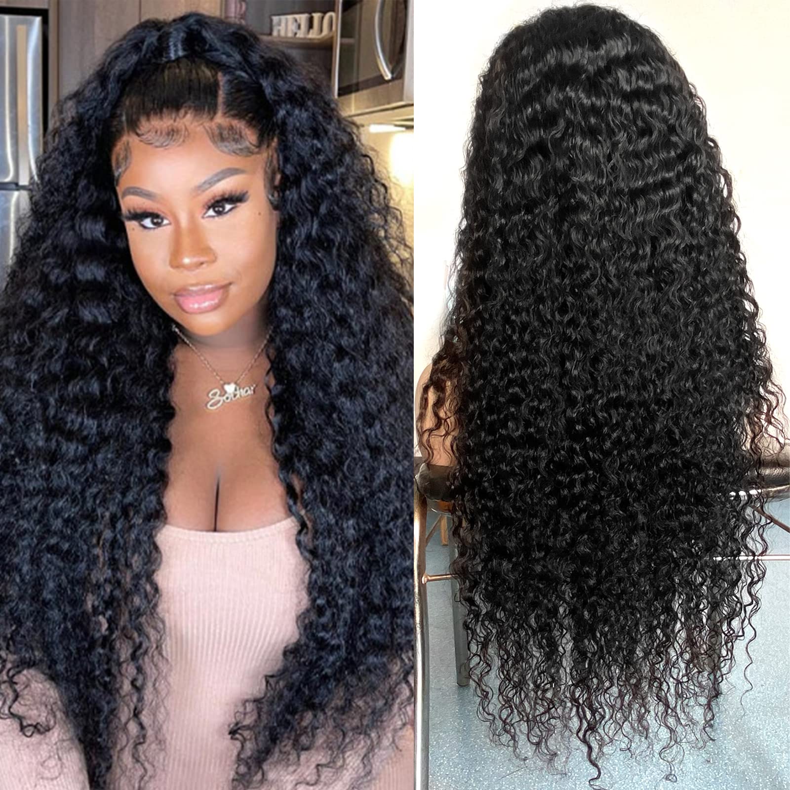 Deep Wave Lace Front Wig Brazilian Curly Human Hair Wigs