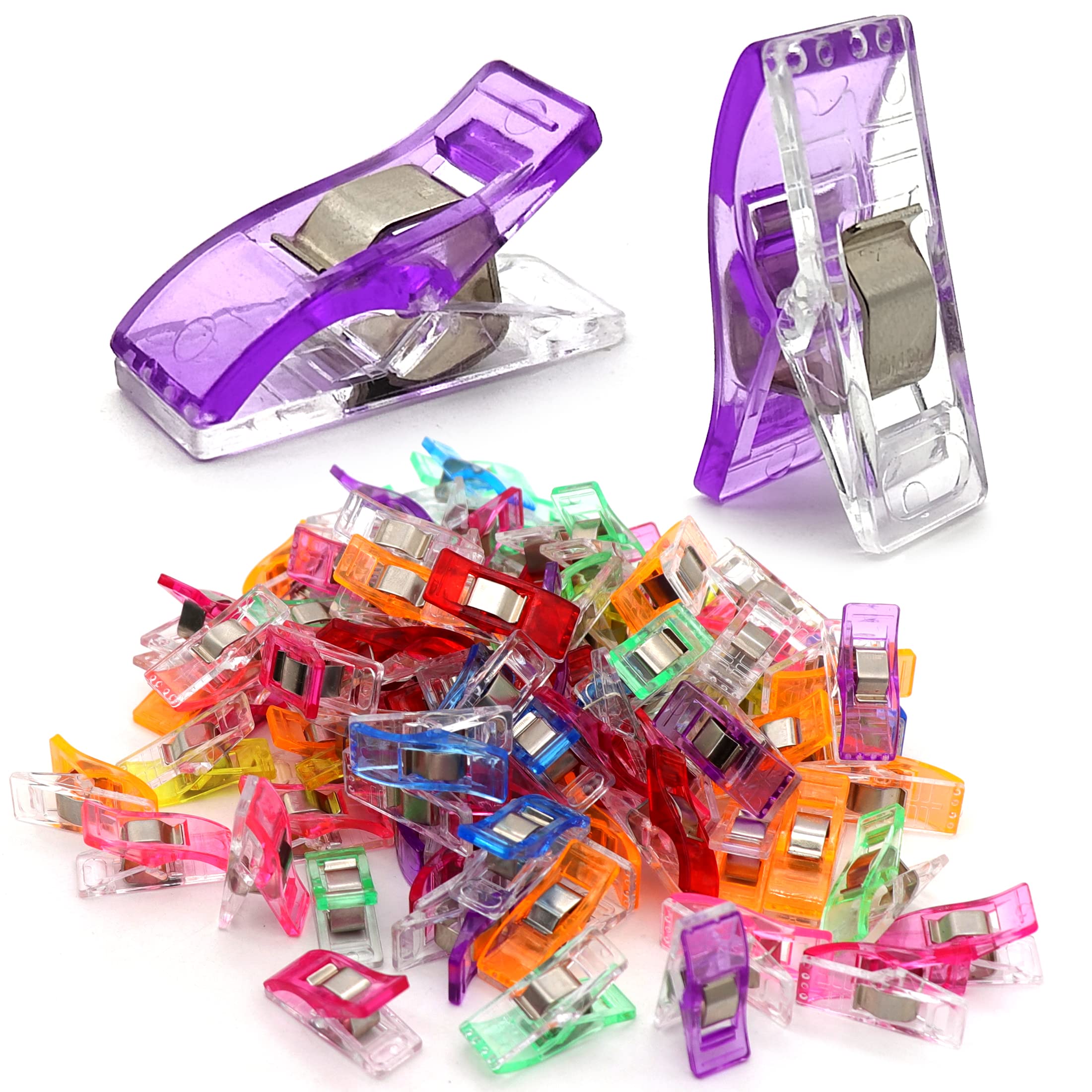BamLue 120 Pieces Sewing Clips Multi-Color for Sewing Craft Clamps Crafting Crochet and Knitting All Purpose Clips for Quilting Binding Clips Fabric