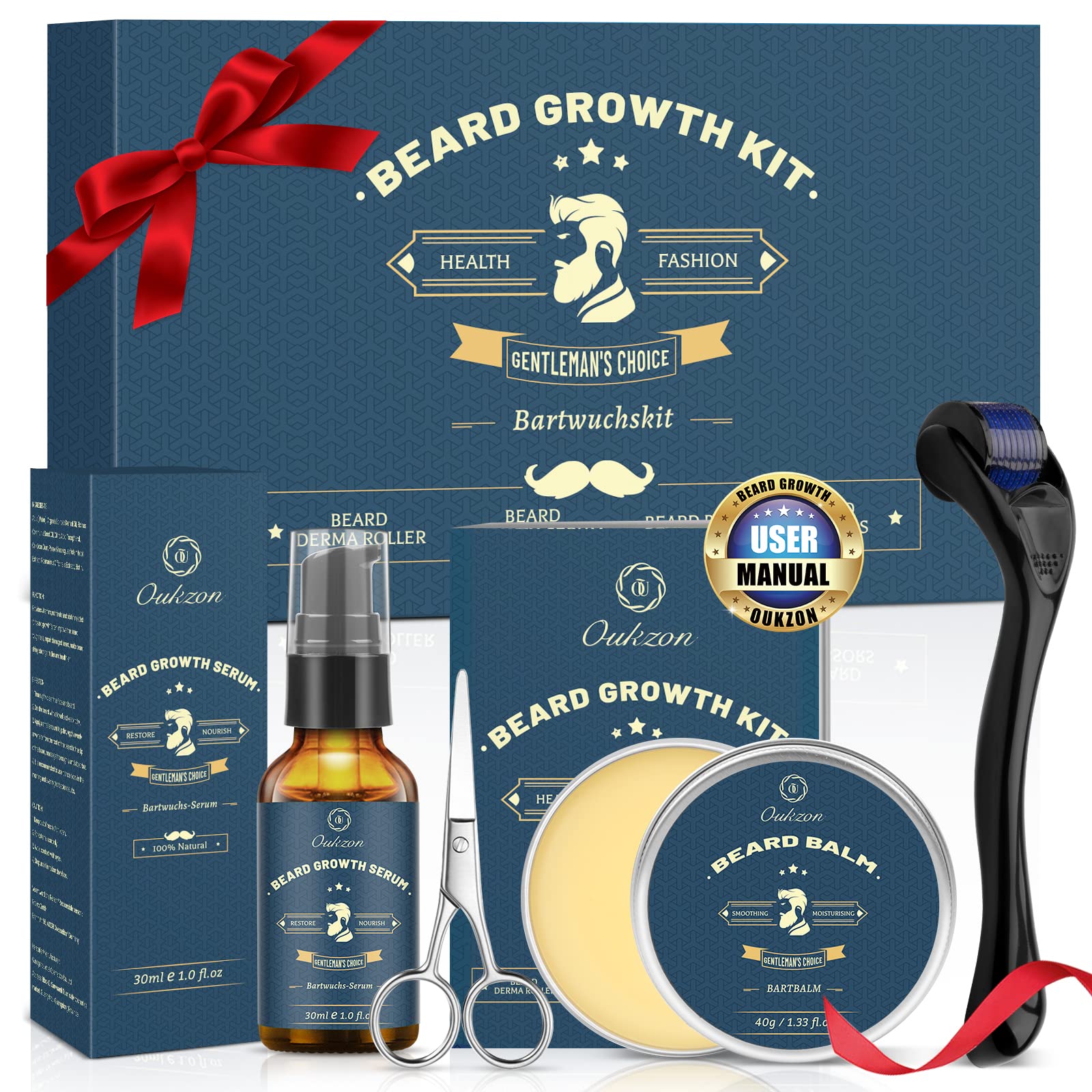 Beard Growth Kit - Oukzon Kit Men Beard for Beard for Roller Grooming Oil Growth Growth Beard
