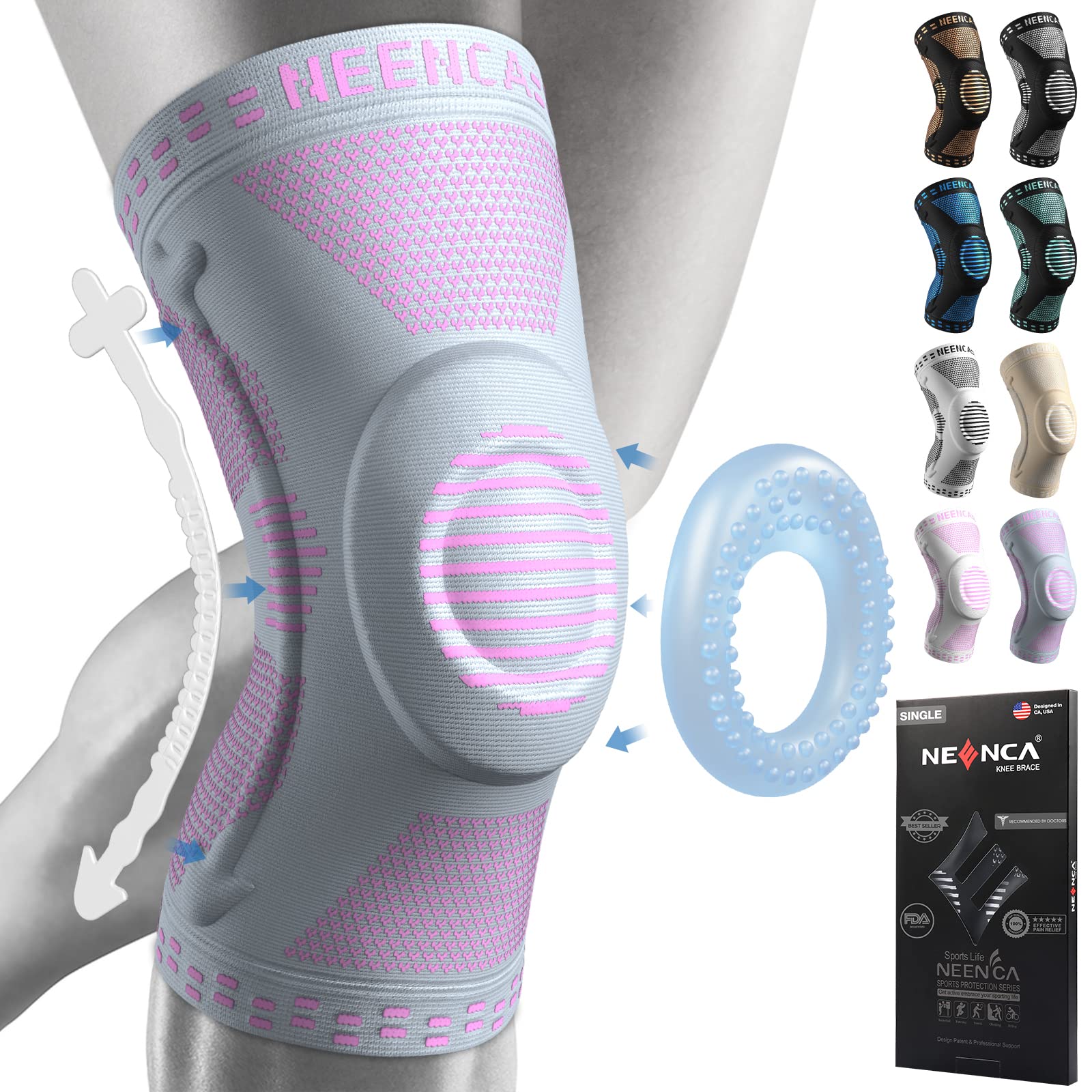 NEENCA Knee Brace Knee Compression Sleeve Support with Patella Gel