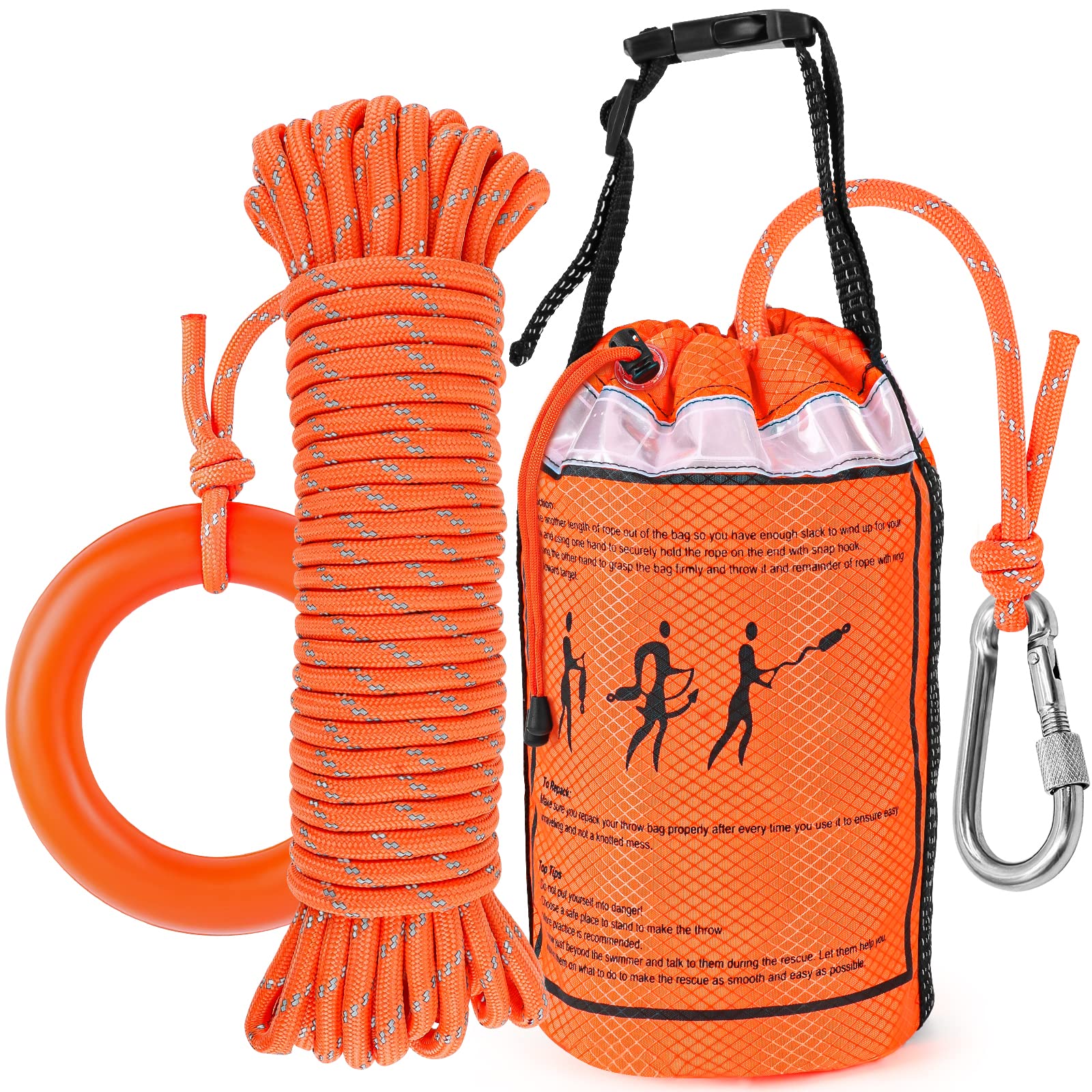 NTR Water Rescue Throw Bag with 50/70/98 Feet of Rope in 3/10 Inch