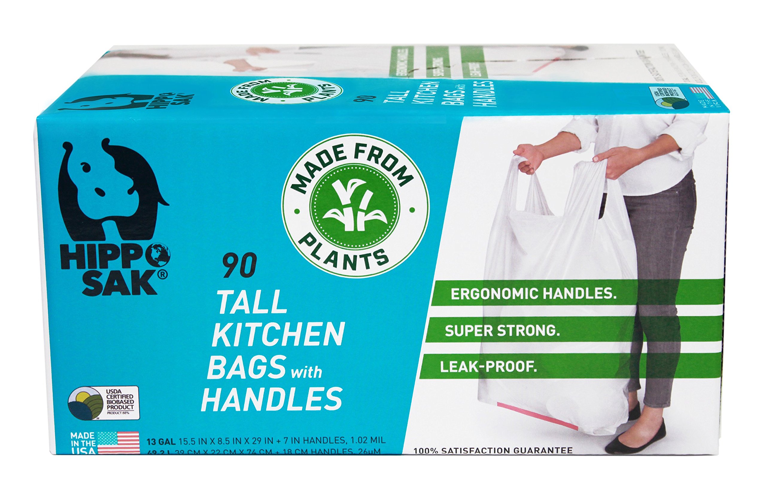 Hippo Sak Tall Kitchen Bags with Handles 13 Gallon 45 Count