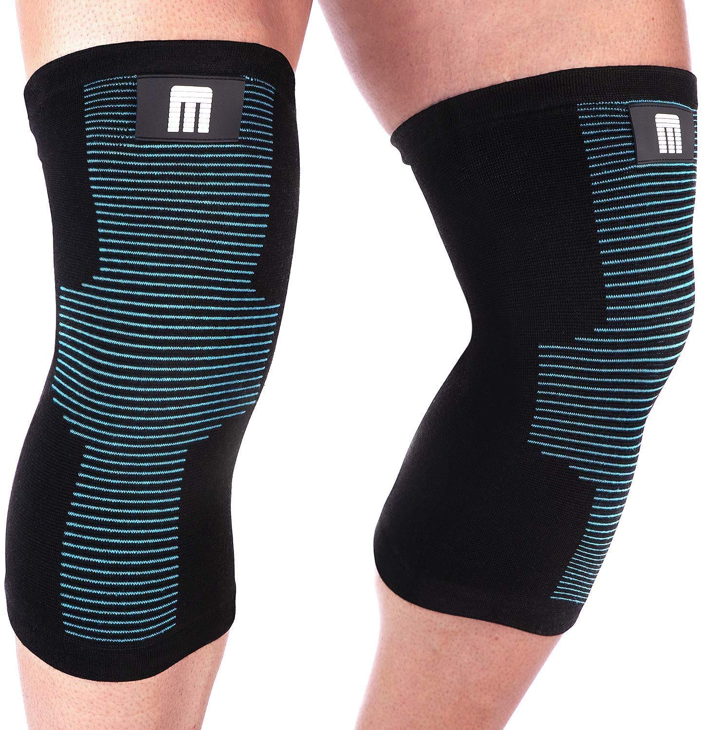 Mava Sports Knee Compression Sleeve Support for Men and Women. Perfect for  Powerlifting Weightlifting Running Gym Workout Squats and Pain Relief Black  & Blue Medium
