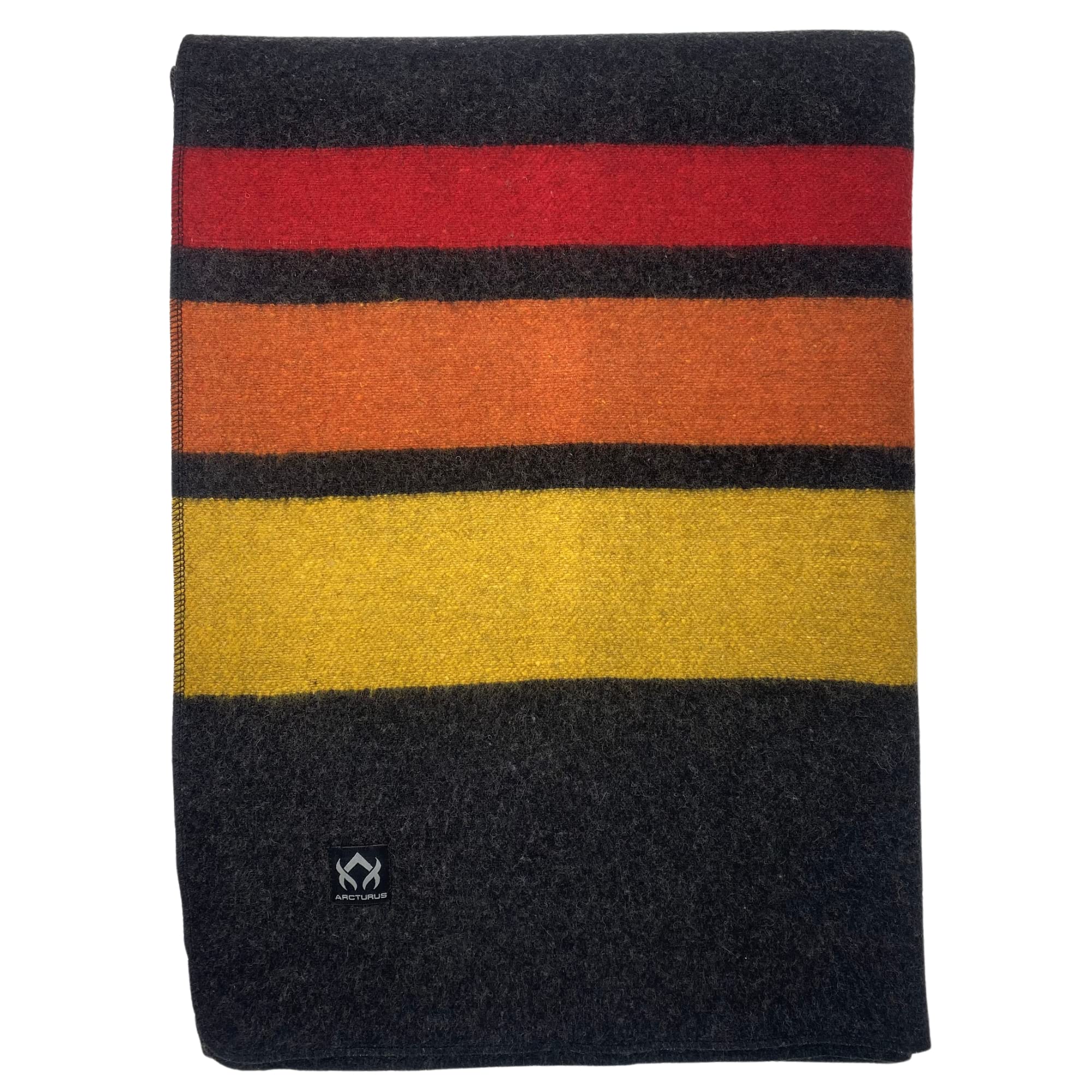 Arcturus Patterned Wool Blankets - 4.5lbs Warm, Heavy, Washable, Large   Great for Camping, Outdoors, Sporting Events, or Survival & Emergency Kits  Sunset Peak