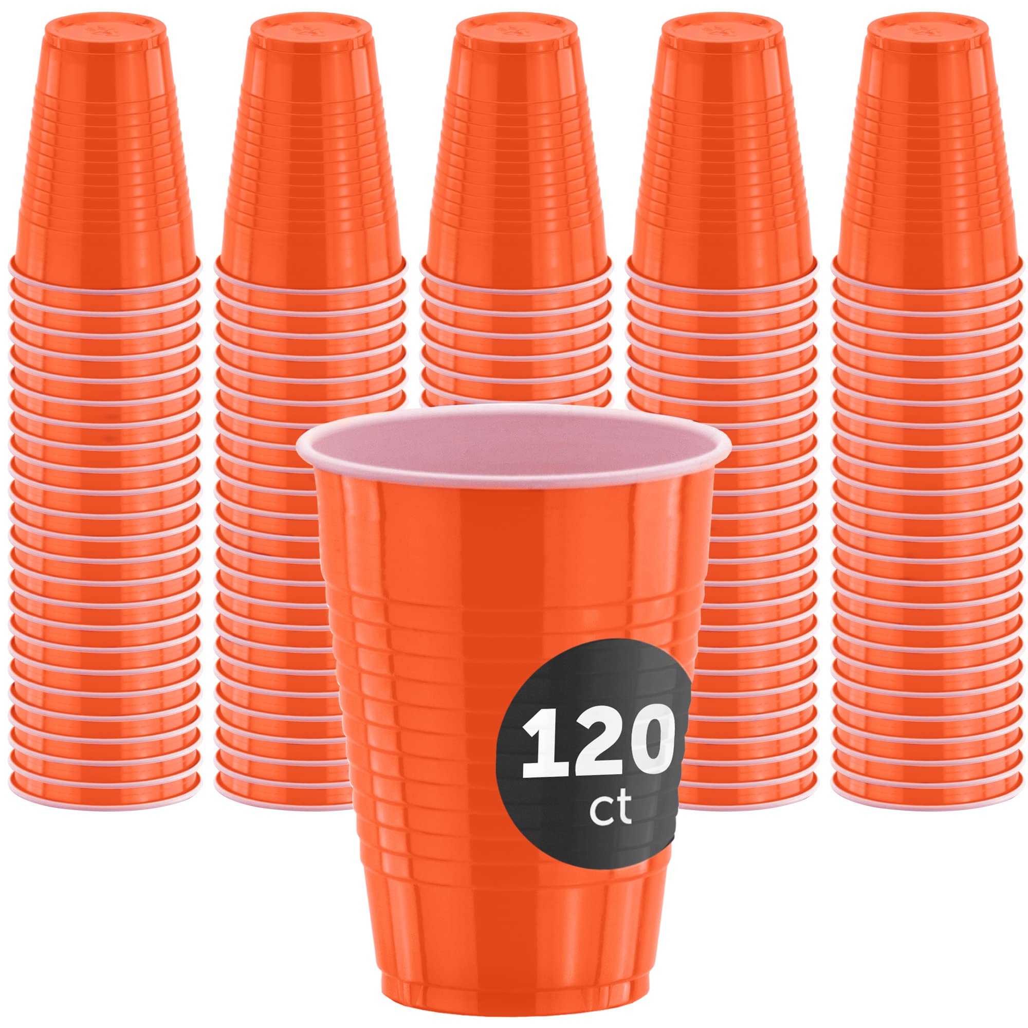 Decorrack 40 Party Cups 12 oz Reusable Disposable Cups for Birthday Party Bachelorette Camping Indoor Outdoor Events Beverage Drinking Cups (Red, 40)