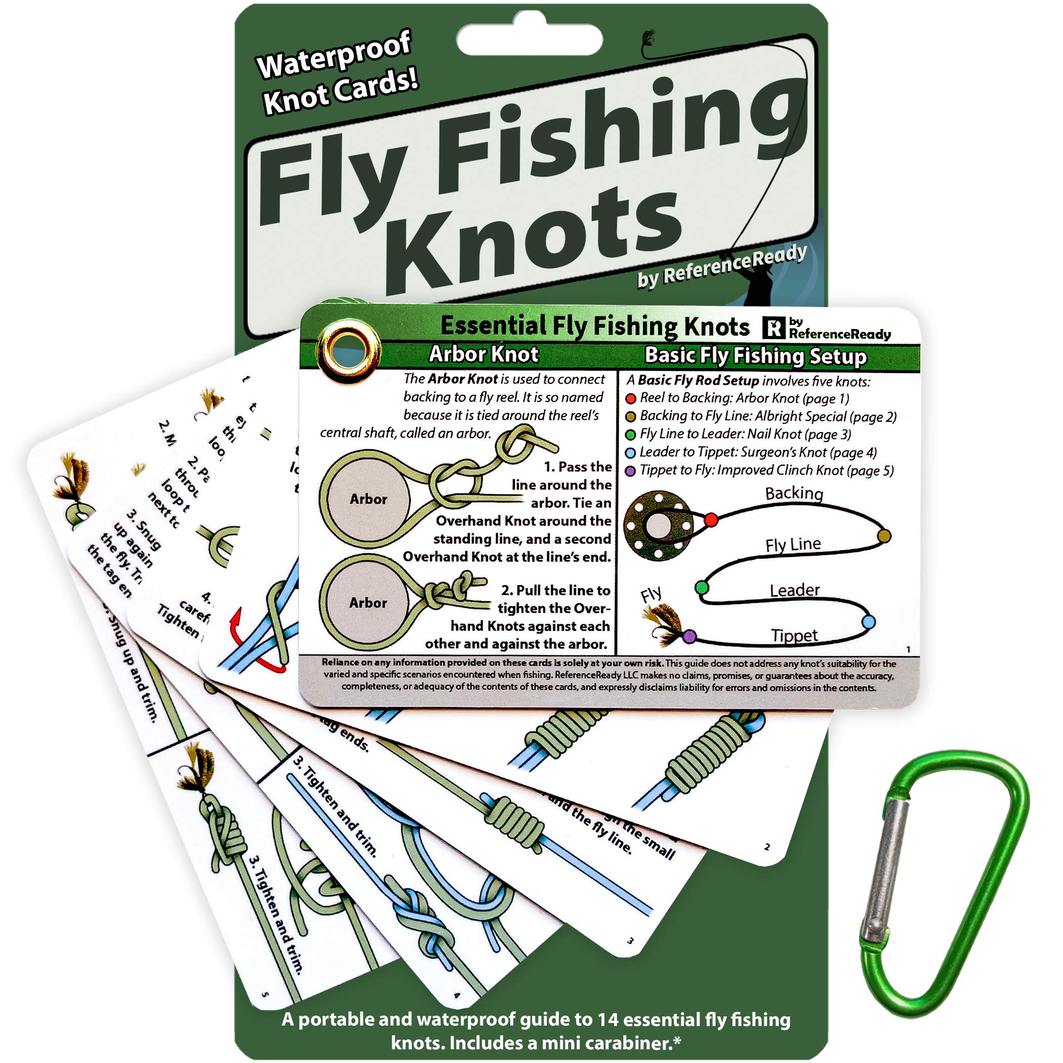 ReferenceReady Fly Fishing Knot Cards - Waterproof Guide to 14