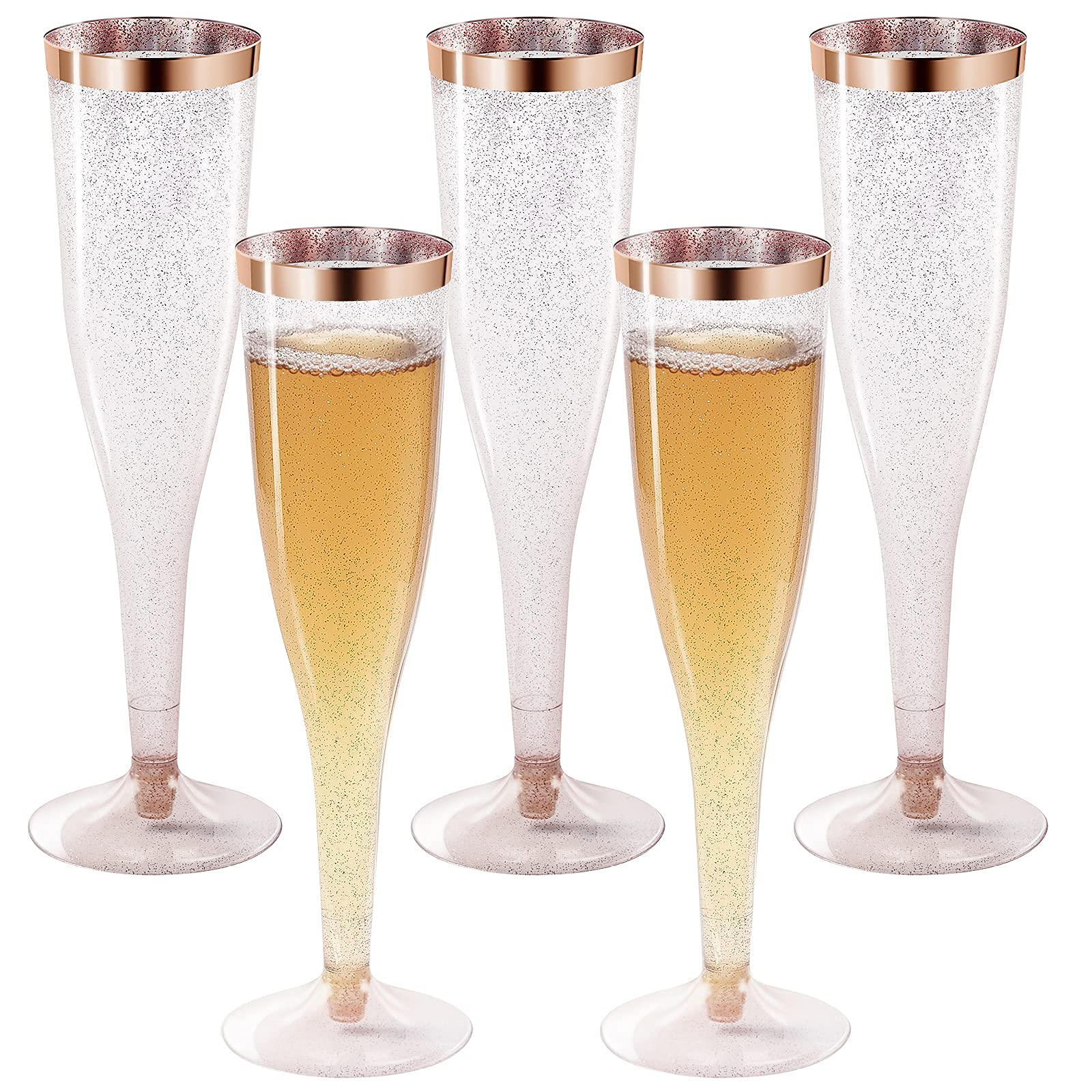 Champagne Flute, Glitter Rose Gold