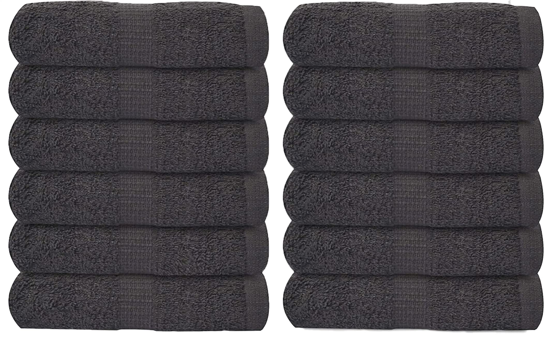 Gold Textiles Cotton Salon Towels (12-Pack, Dark Grey,16x27 inches) - Soft Absorbent Quick Dry Gym-Salon-Spa Hand Towel (100% (Dark Grey)