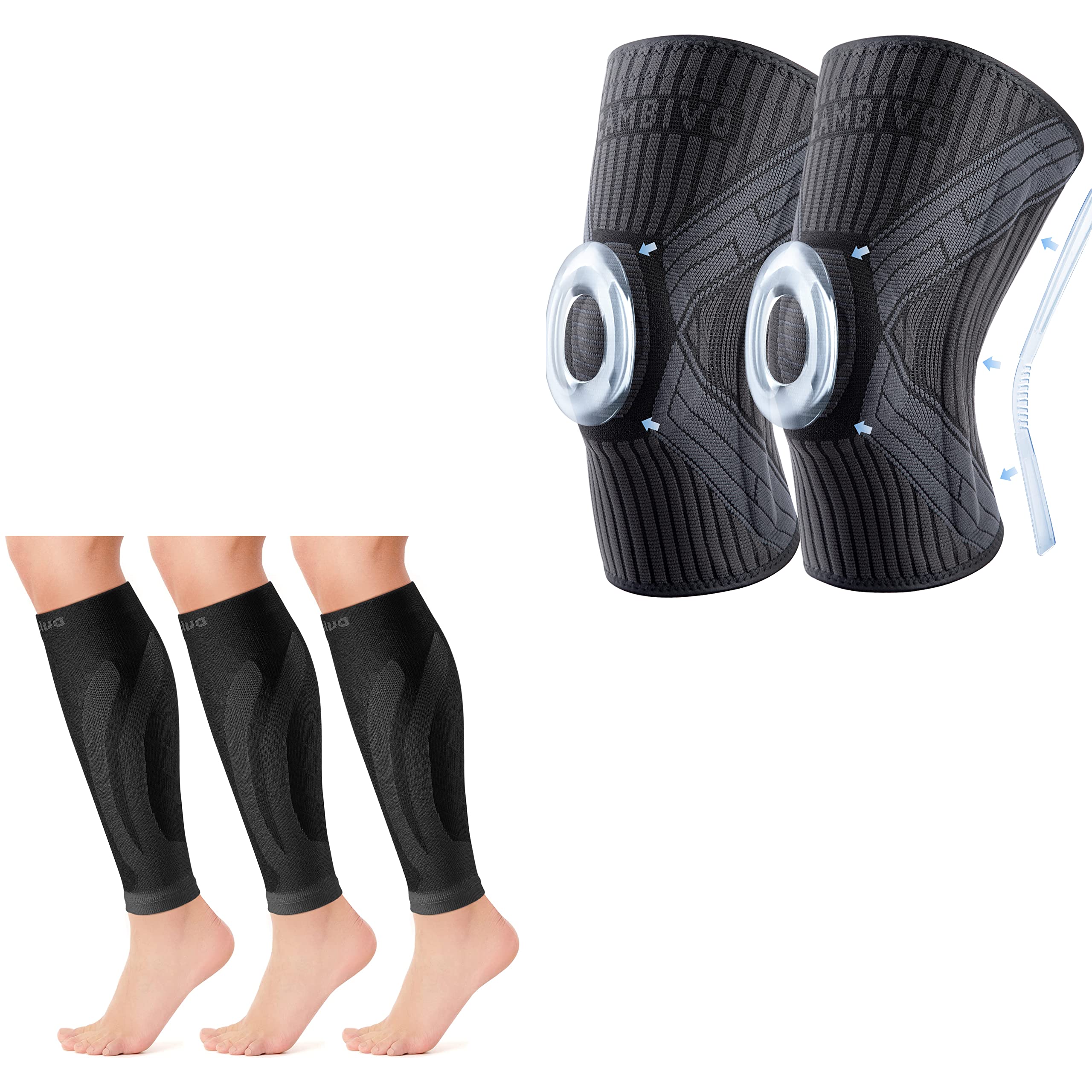 CAMBIVO 3 Pairs Calf Compression Sleeves for Men and Women