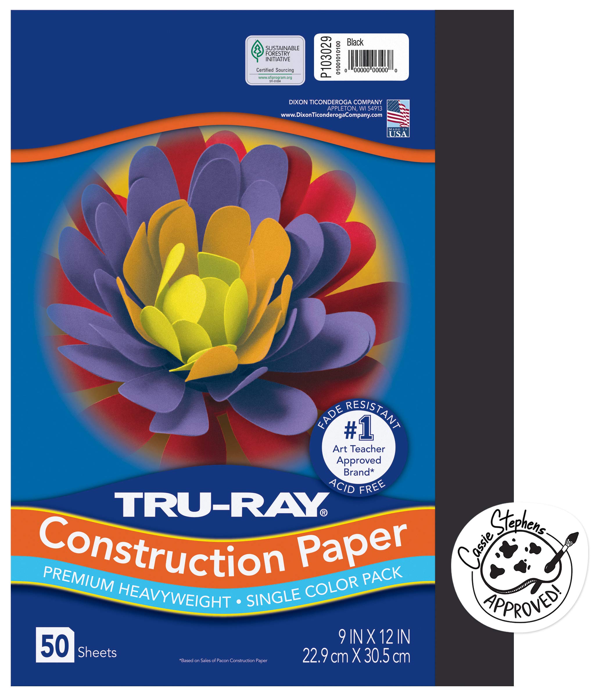 Tru-Ray® Black Sulphite Construction Paper, 12 x 18 - 50 Sheets