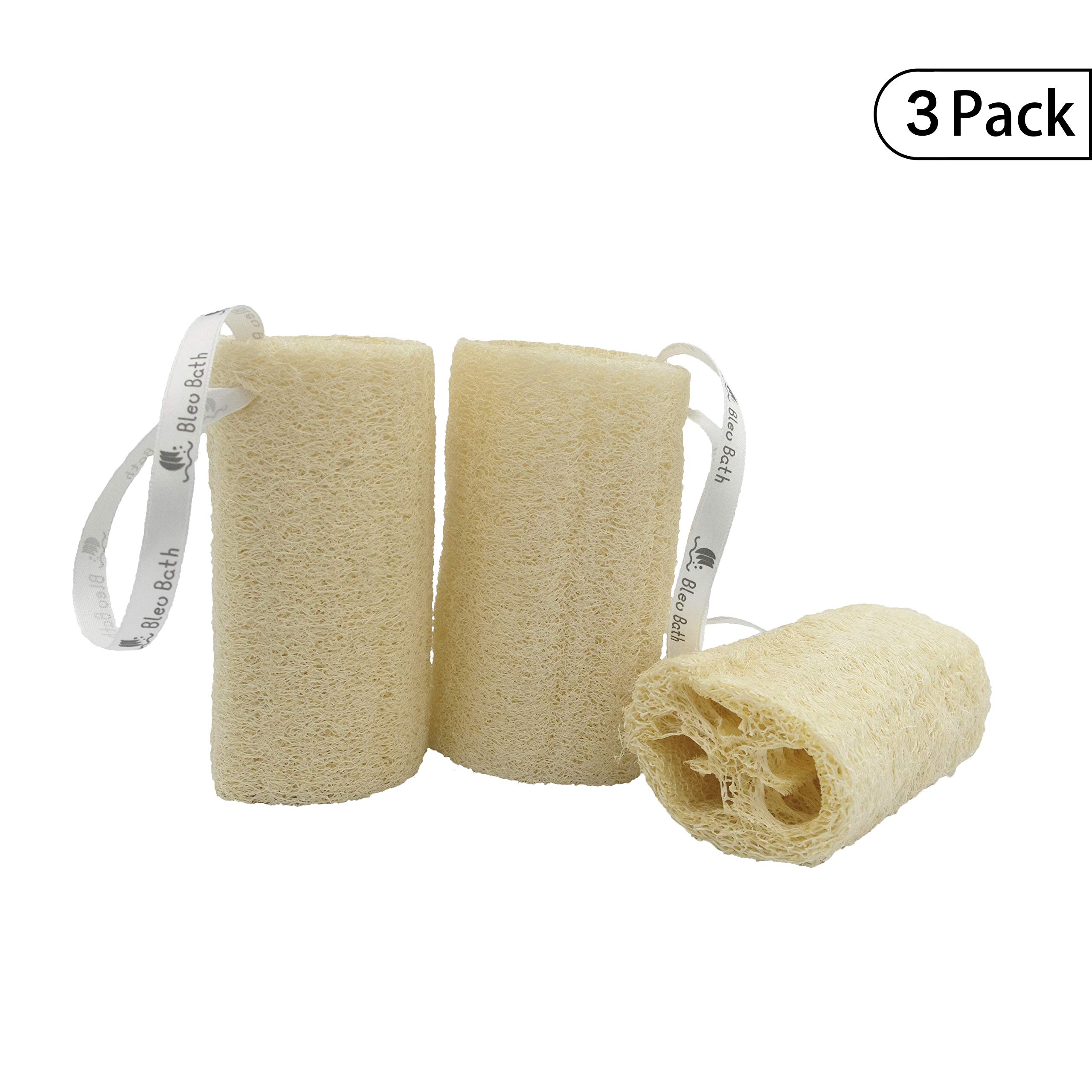 100% Natural Loofah Exfoliating Sponge (3 Pack) - Loofah Body