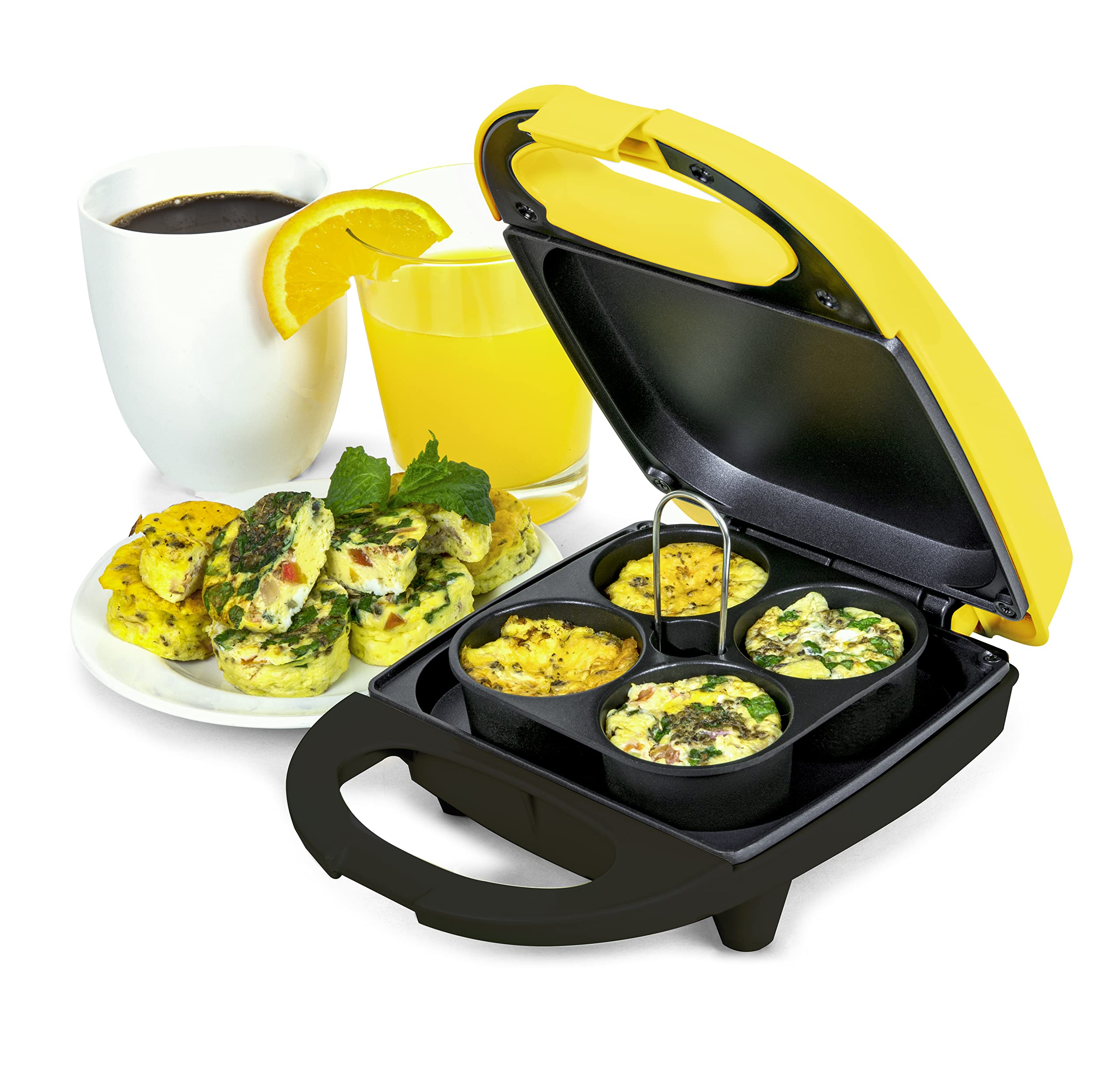 Nostalgia MyMini Personal Breakfast Bites, Perfect for Eggs, Omelets Muffins,  Sandwiches, Desserts, Keto, Healthy Snack Size & Paleo, Portion Control  Cook 4 Mini Pieces at A Time, Yellow Egg Bite Maker