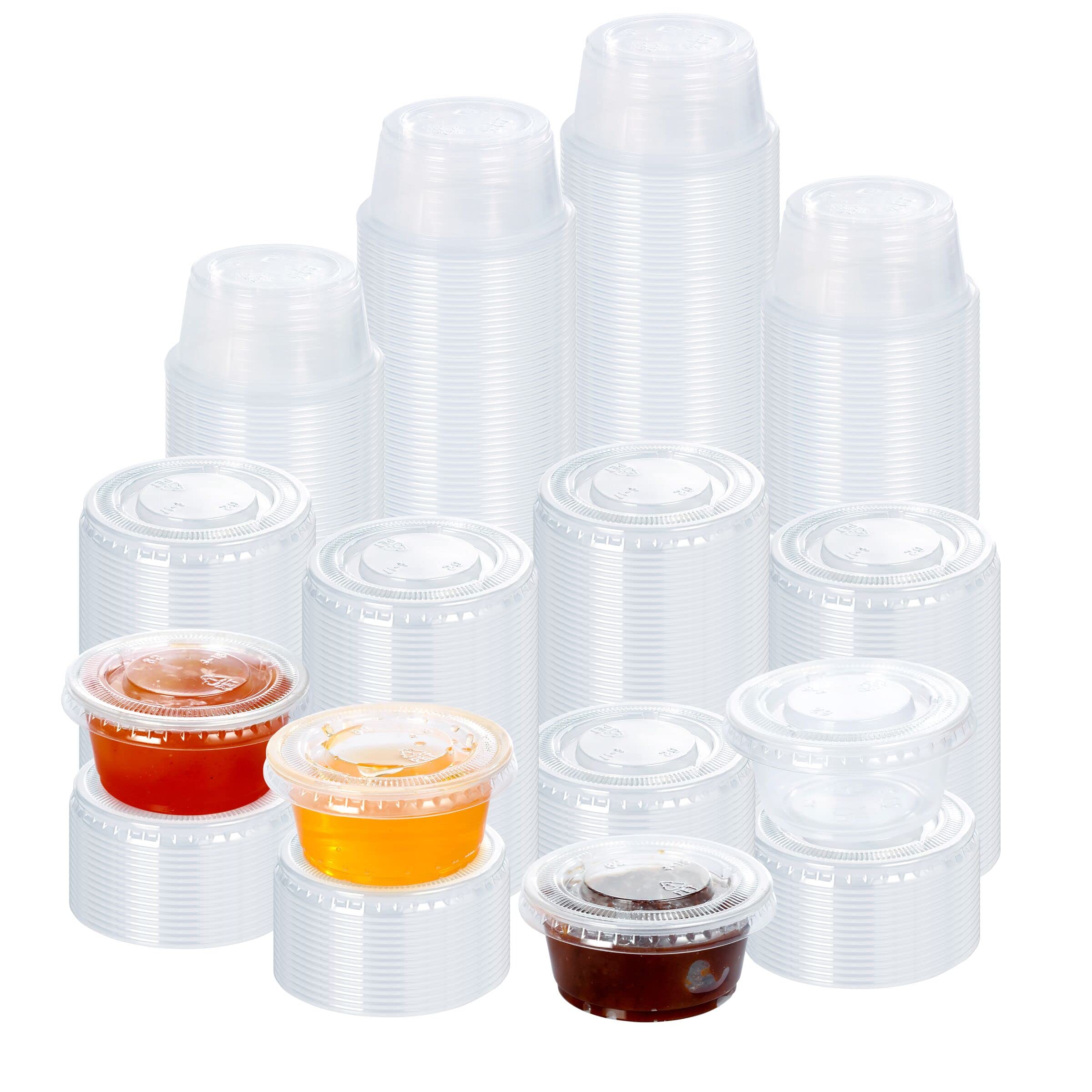 Disposable Plastic Portion Cups With Lids, Souffle Cups, Jello