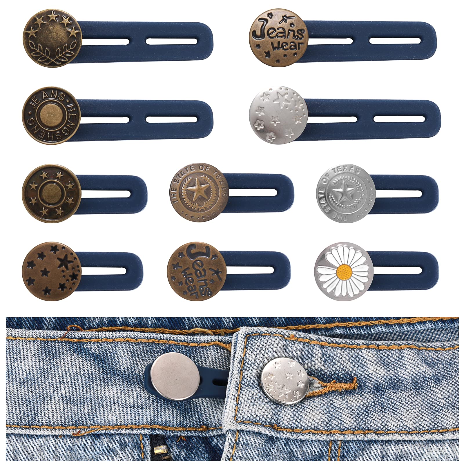 Button Extenders, 10pcs No-Sewing Extend Buttons for Pants Jeans