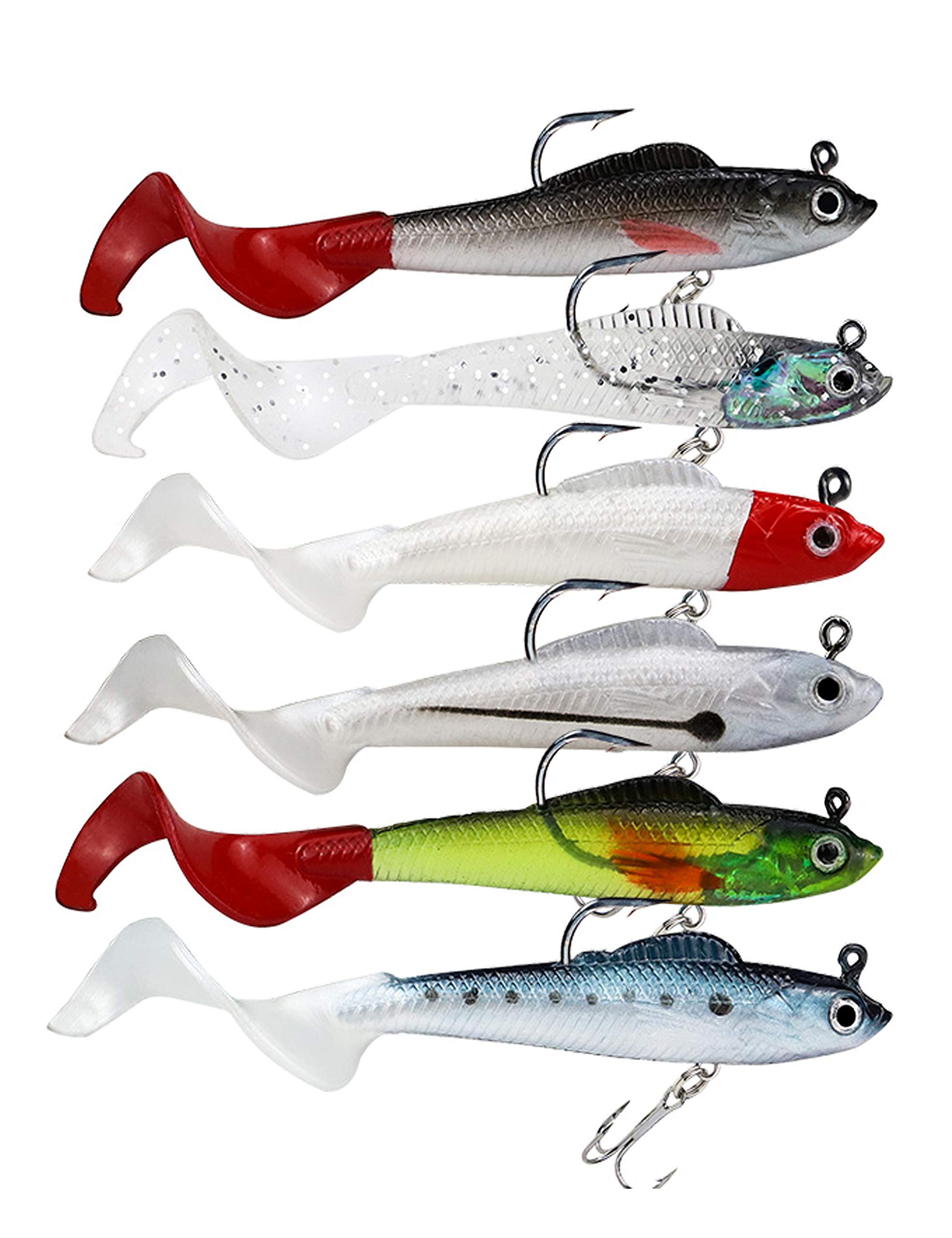 Persei Soft Swimbaits Silicone Fishing Lures Rigged Lead Head Jigs Soft  Lure Bass Swim Bait Rig Tackle for Saltwater and Freshwater  (4pcs-4.33inch/0.56oz), Soft Plastic Lures -  Canada