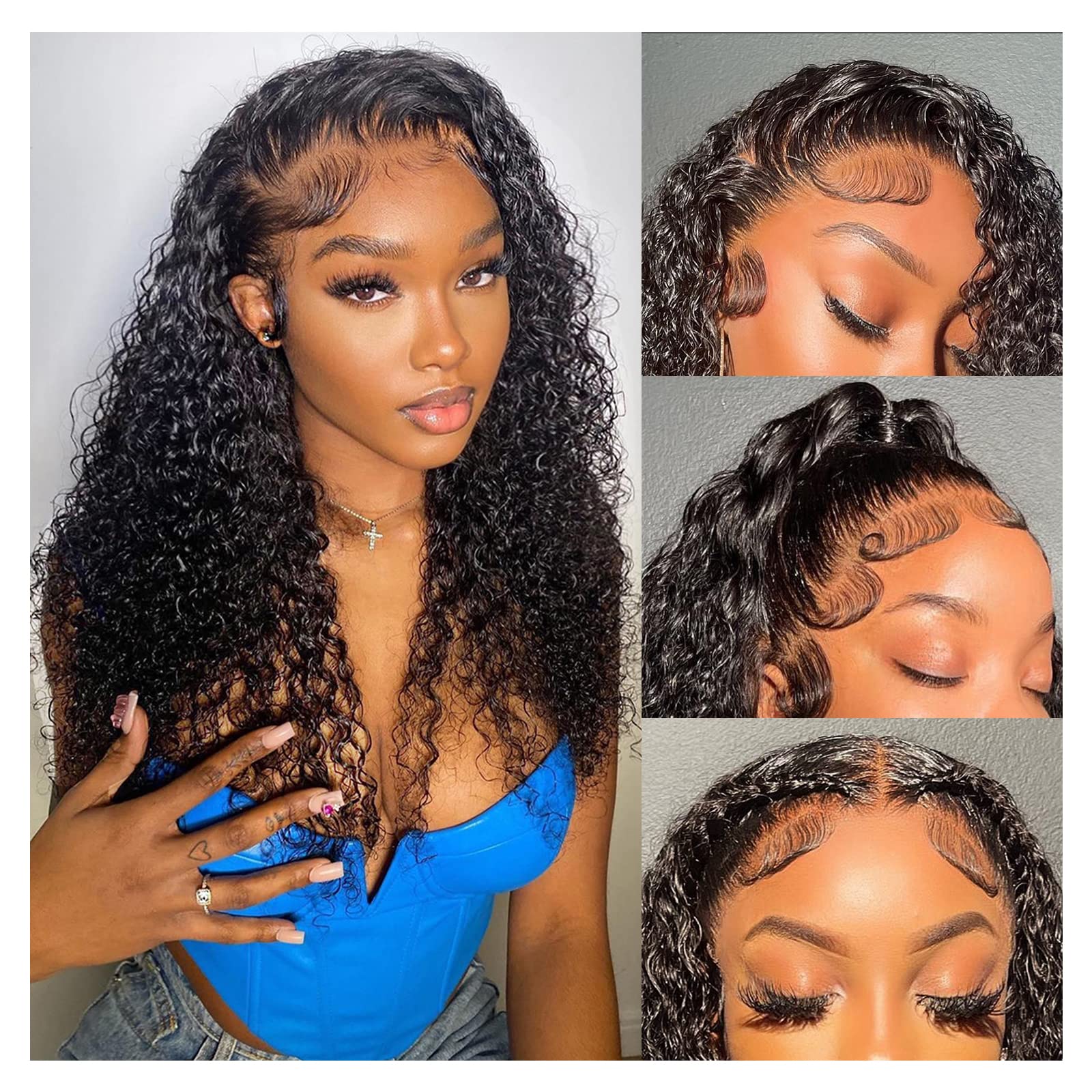 32-Inch 13x6 HD Deep Wave Lace Front Wigs Human Hair Wigs for  Women 180% Density Brazilian Virgin Transparent Deep Curly Lace Frontal  Wigs Human Hair Pre Plucked With Baby Hair