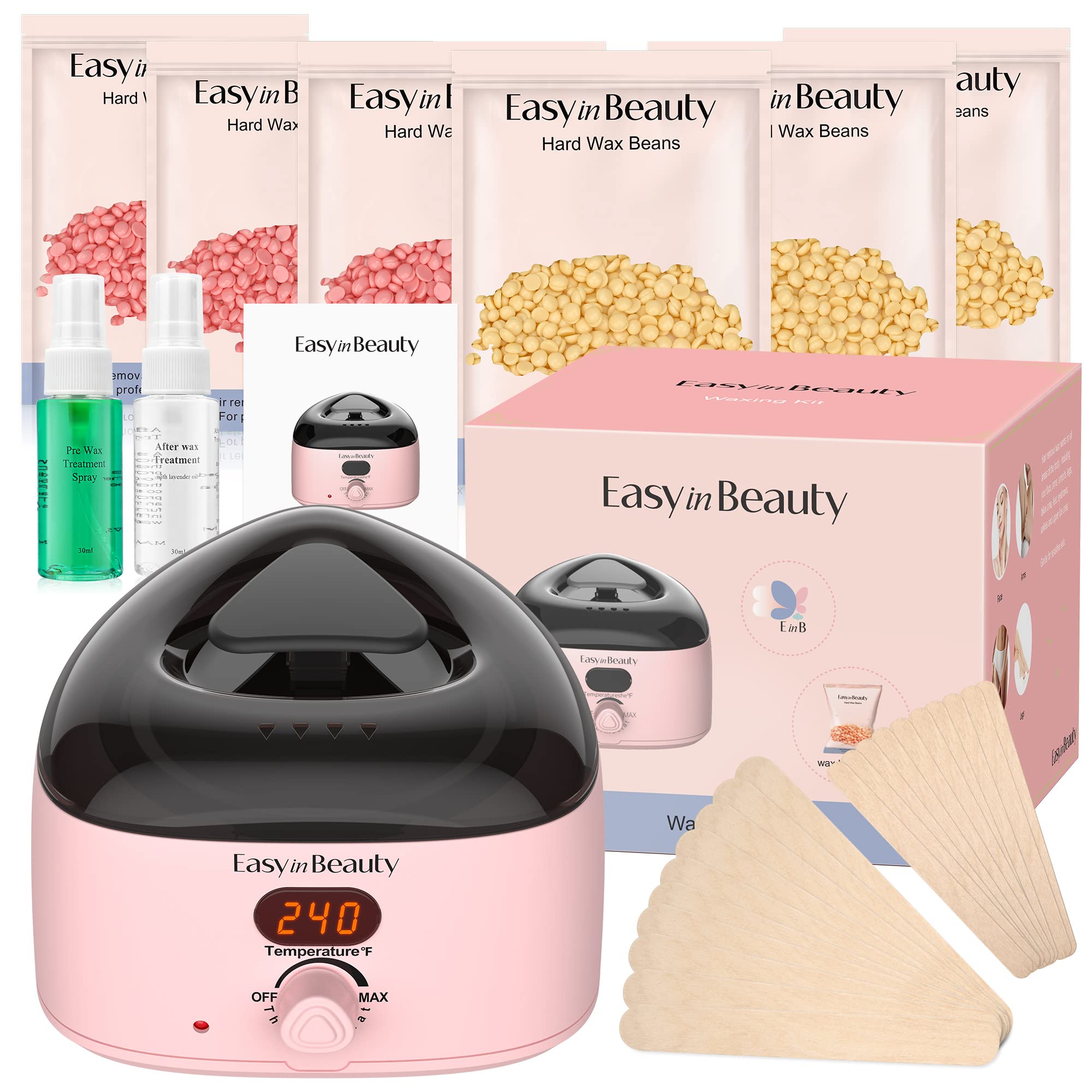 Pink Wax Melt Warmer Kit for Women Men Hair Removal,Waxing Kit with Wax  Beans