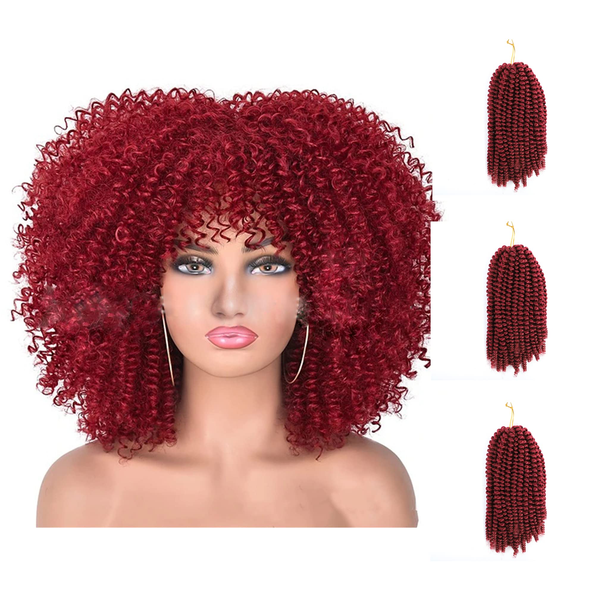 FREESHOW Burgundy Spring Twist Hair 8 Inch Spring Twist Crochet Hair 3 Packs  BUG Spring Twist Hair (8 inch, BUG) BUG 8 3PCS