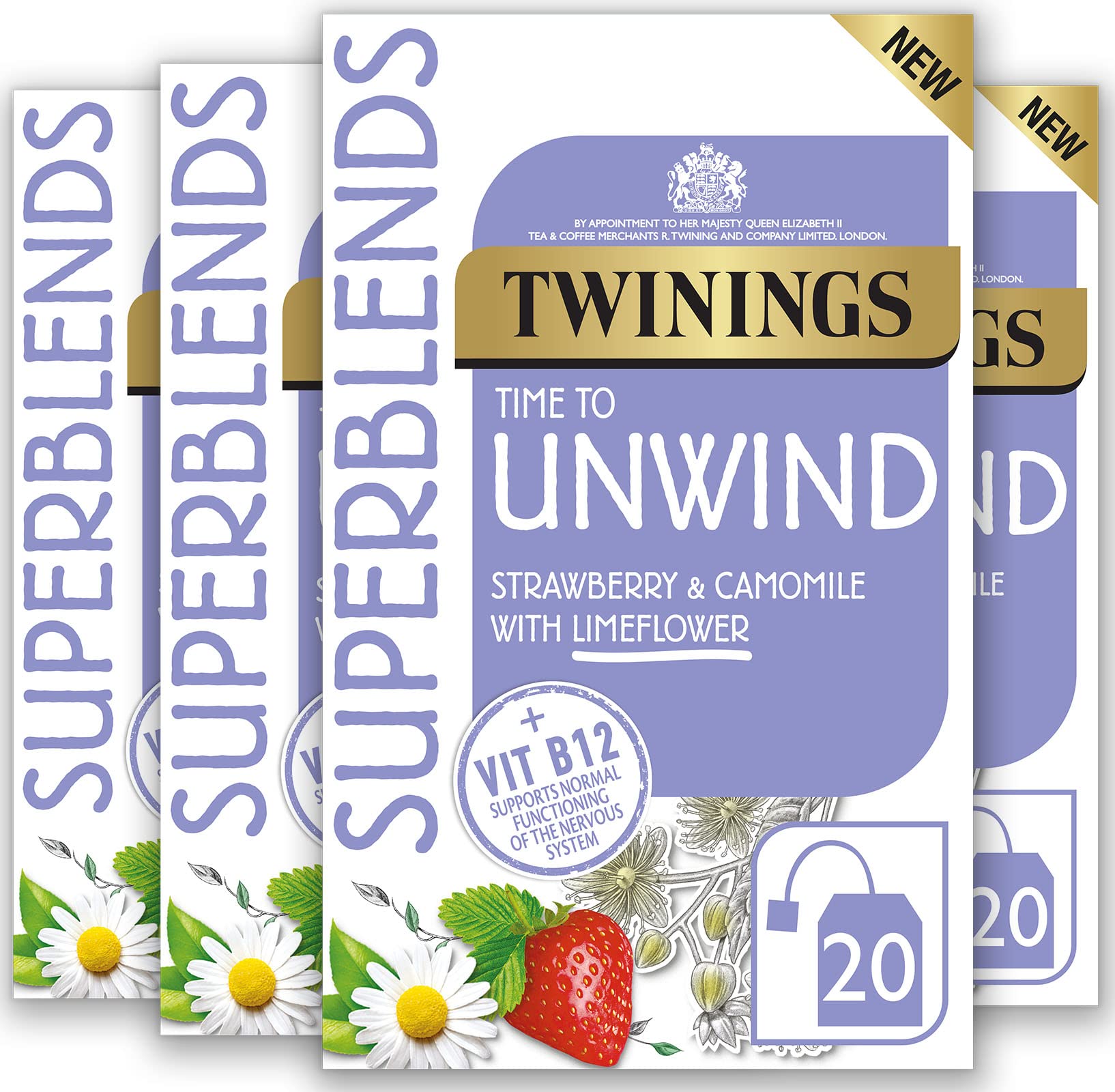 Twinings Superblends Unwind Tea - Strawberry Herbal Tea Infusion